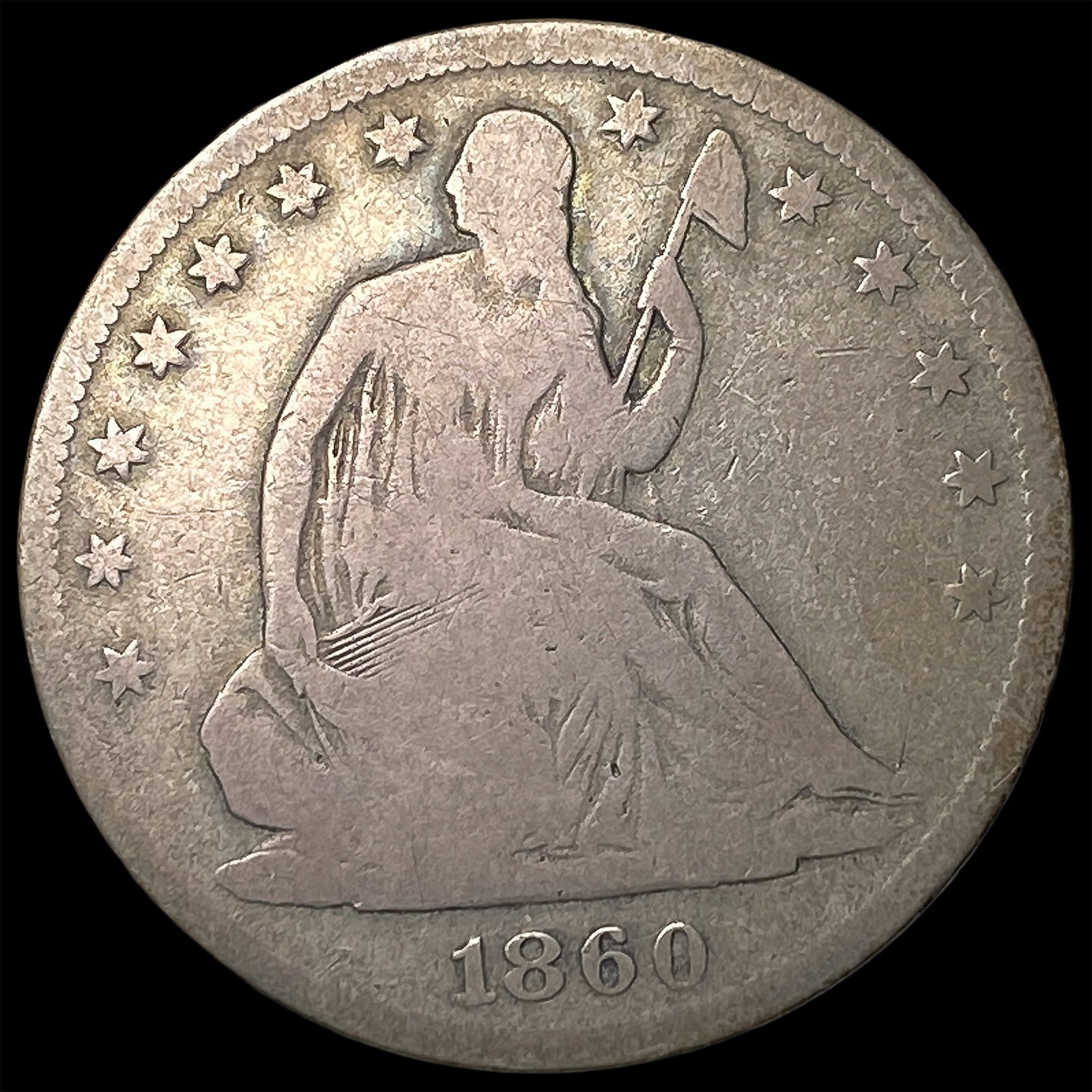1860-S Silver Seated Liberty Half Dollar NICELY CIRCULATED (1 of 2)