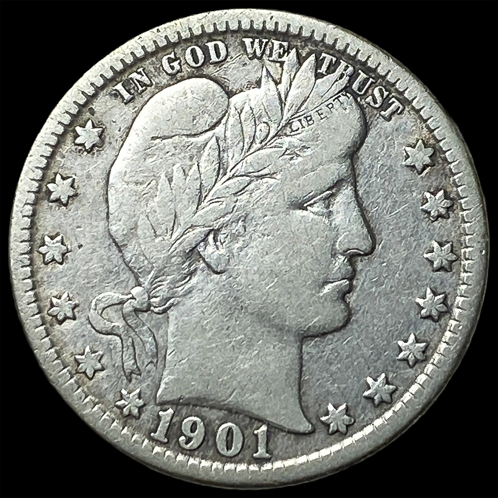 1901-O Silver Barber Quarter LIGHTLY CIRCULATED (1 of 2)