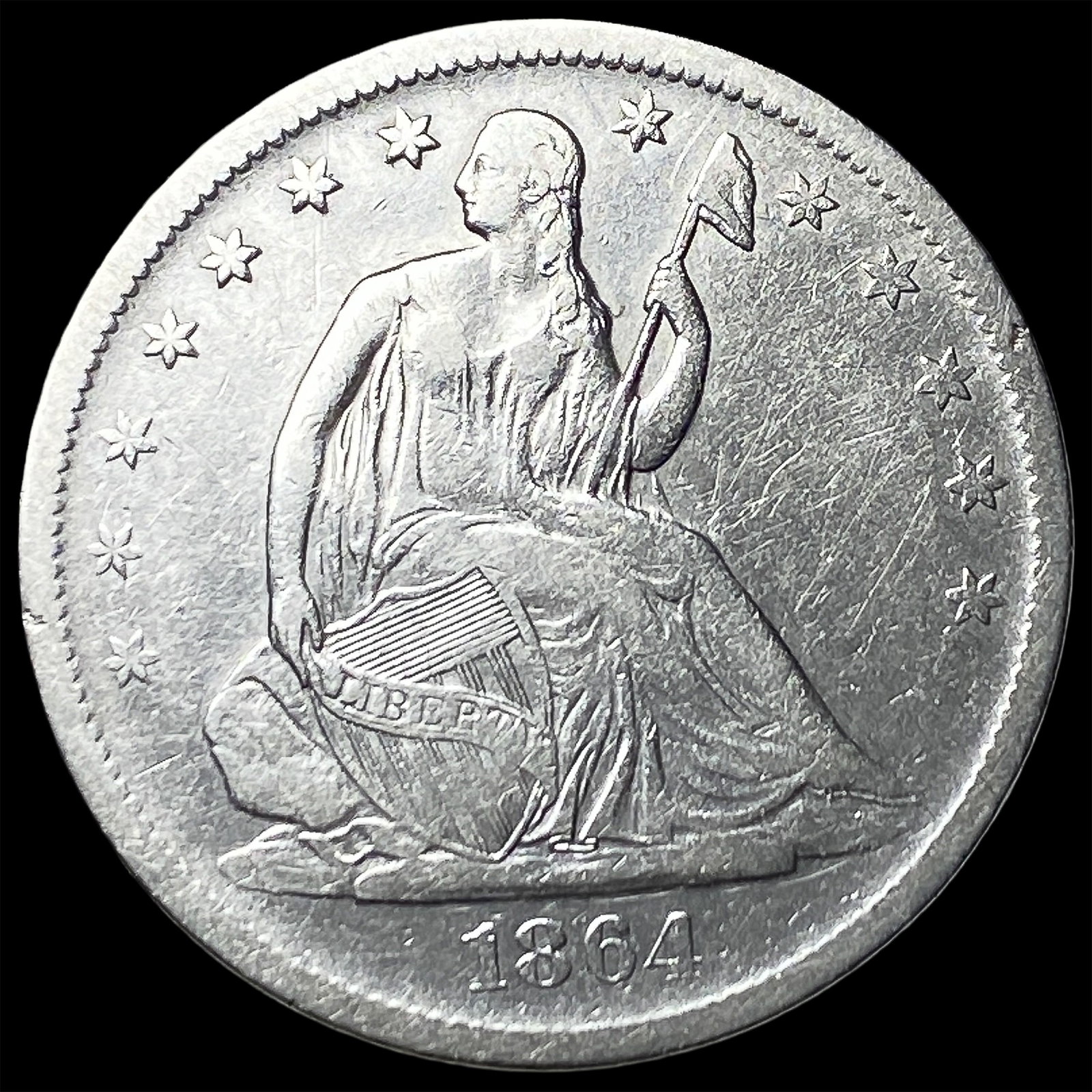 1864-S Silver Seated Liberty Half Dollar ABOUT UNCIRCULATED (1 of 2)