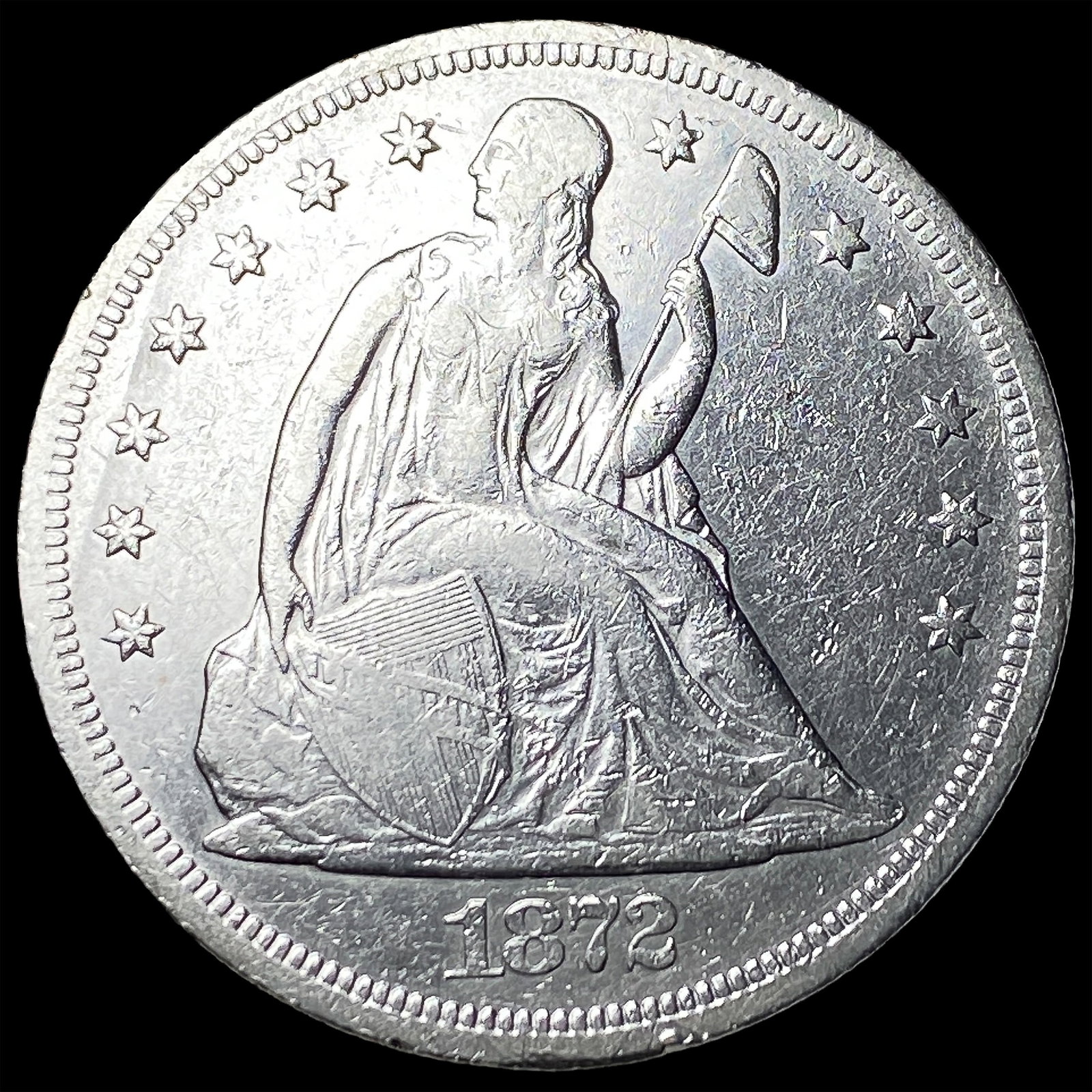 1872 Seated Liberty Silver Dollar CLOSELY UNCIRCULATED (1 of 2)