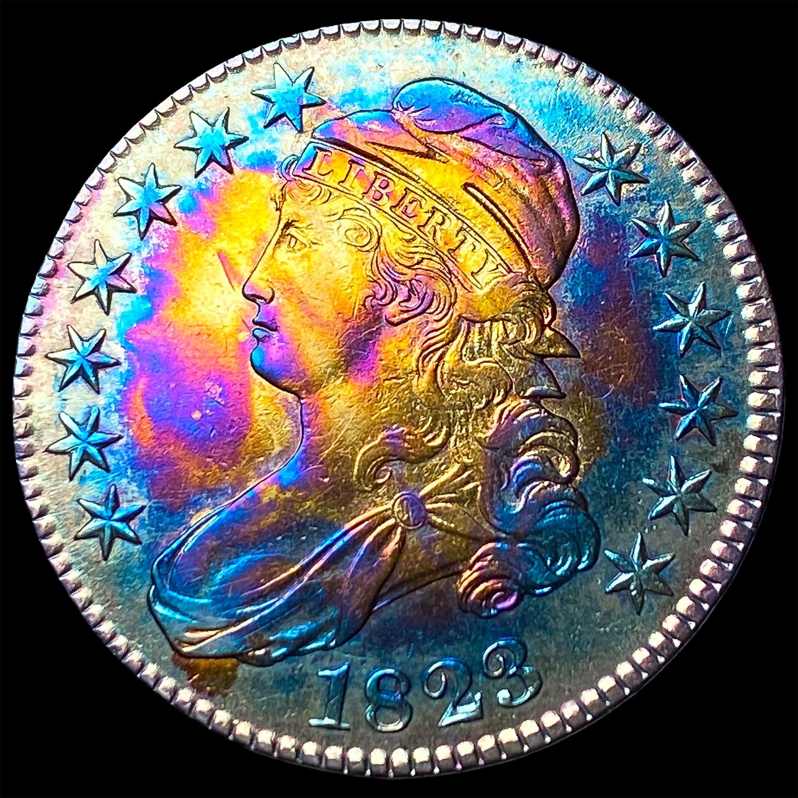 1823 Silver Capped Bust Half Dollar CLOSELY UNCIRCULATED (1 of 2)