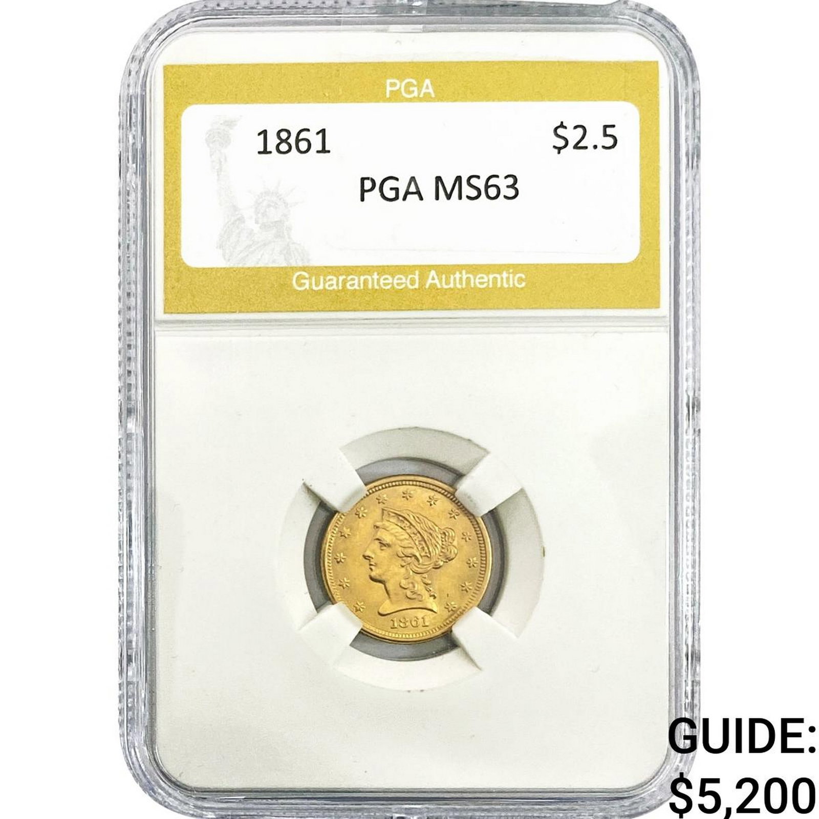 1861 $2.50 Gold Quarter Eagle PGA MS63 (1 of 2)
