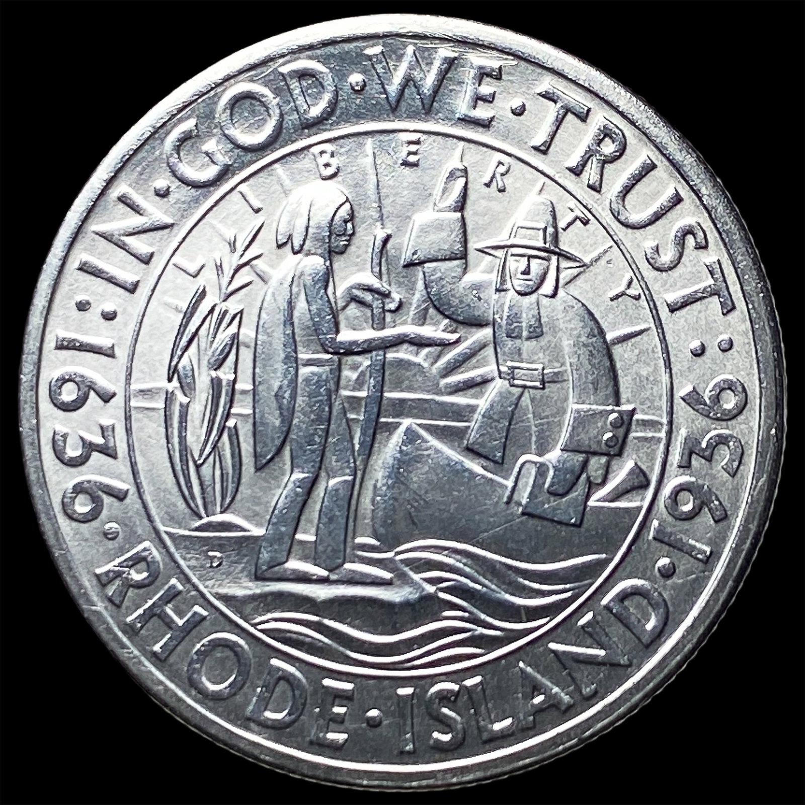 1936-D Silver Rhode Island Half Dollar CHOICE BU (1 of 2)