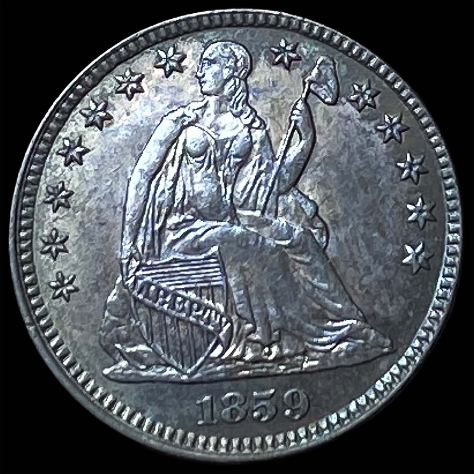 1859 Silver Seated Liberty Half Dime UNCIRCULATED (1 of 2)