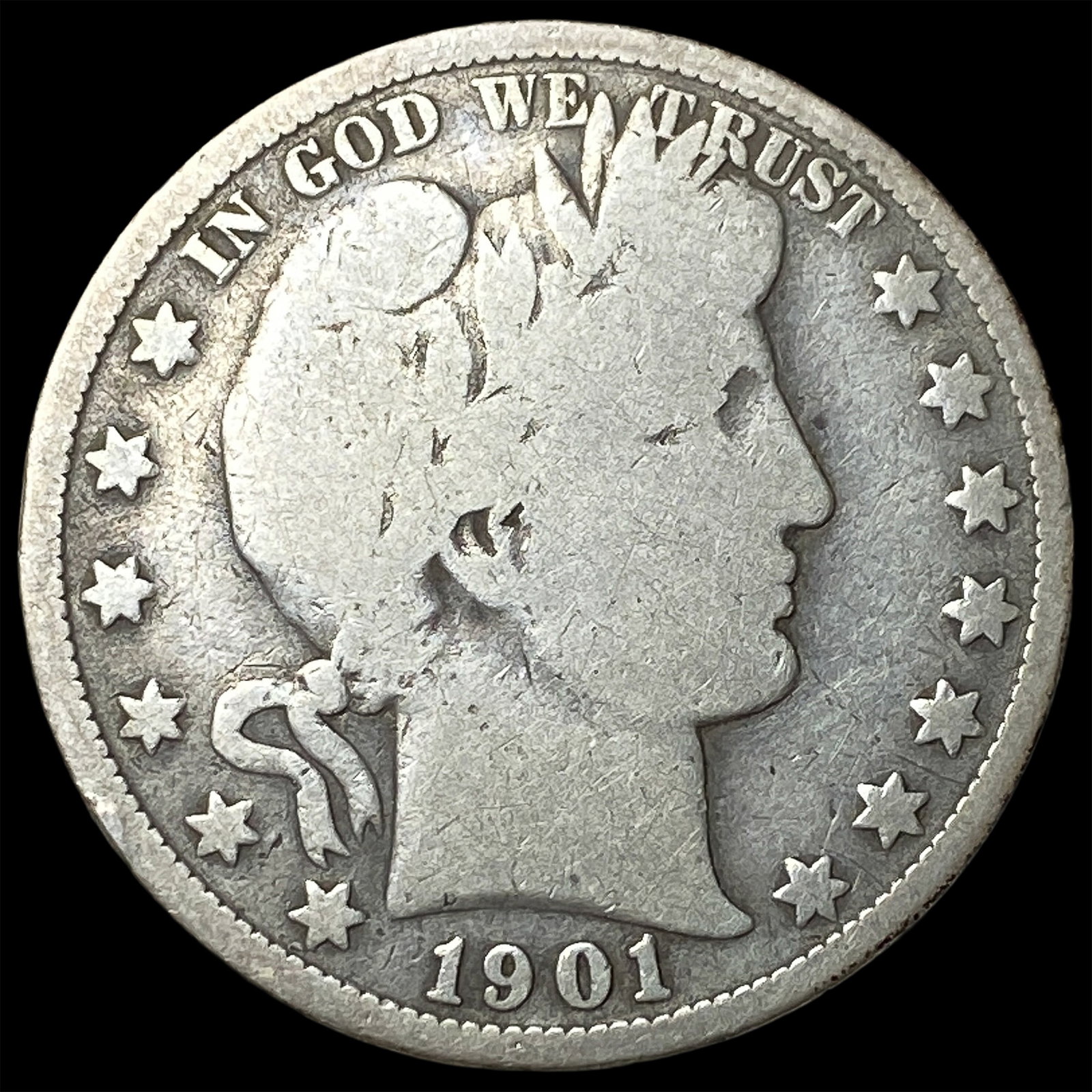 1901-S Silver Barber Half Dollar NICELY CIRCULATED (1 of 2)