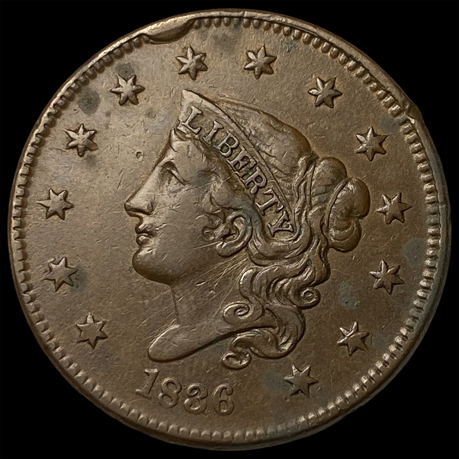 1836 Coronet Head Large Cent CLOSELY UNCIRCULATED (1 of 2)