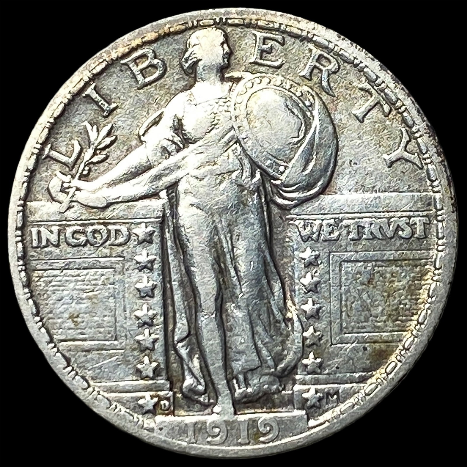1919-D Silver Standing Liberty Quarter NEARLY UNCIRCULATED: 1919-D Silver Standing Liberty Quarter NEARLY UNCIRCULATED