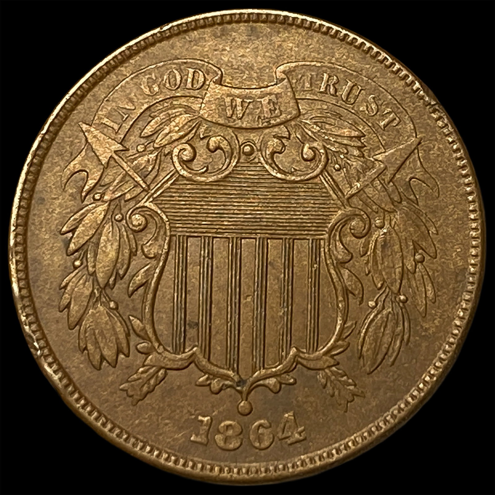 1864 Bronze Two-Cent Piece CLOSELY UNCIRCULATED (1 of 2)