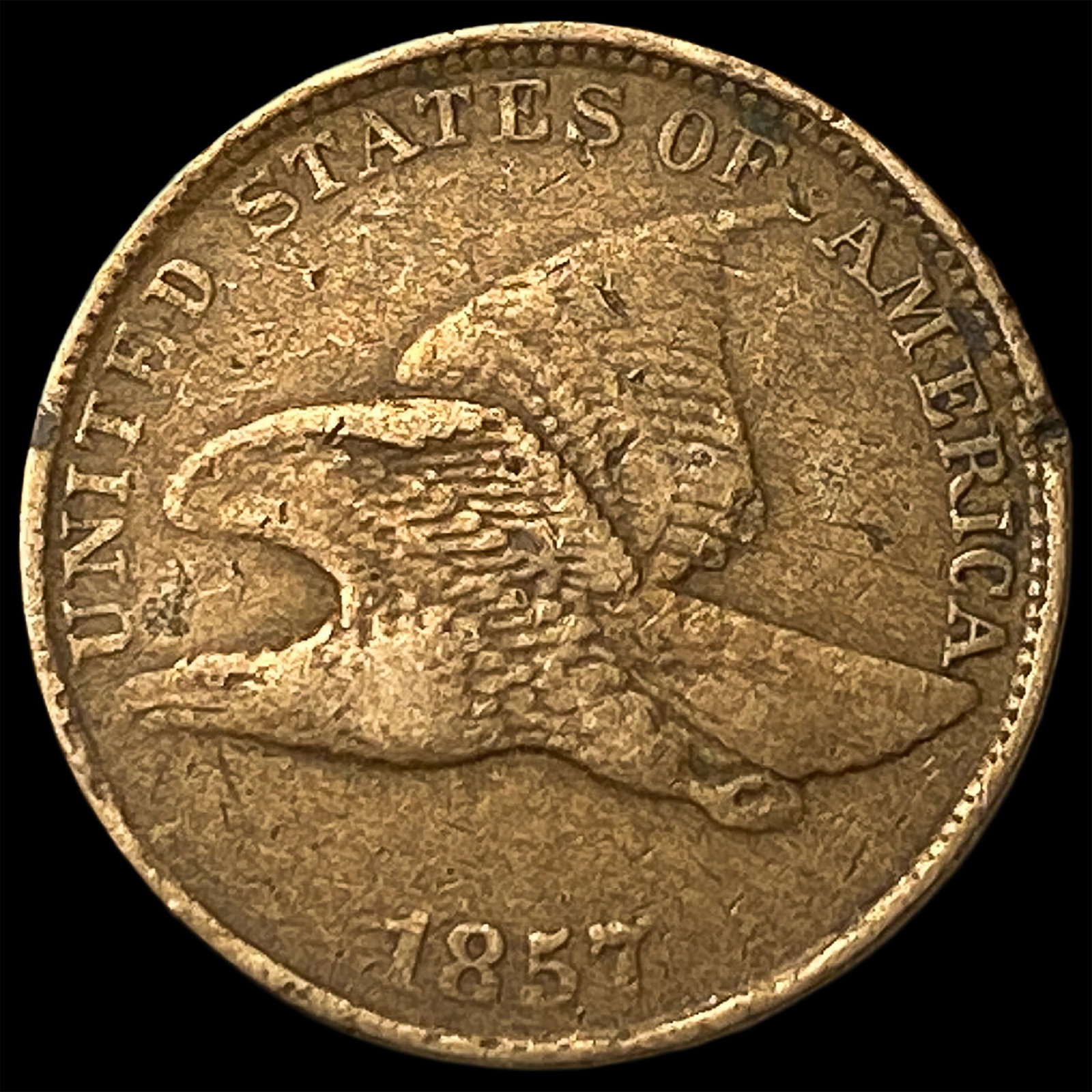 1857 Flying Eagle Cent ABOUT UNCIRCULATED (1 of 2)