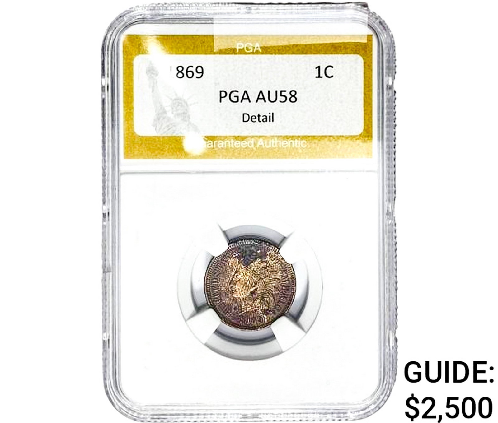 1869 Indian Head Cent PGA AU58 Detail: 1869 Indian Head Cent PGA AU58 Detail