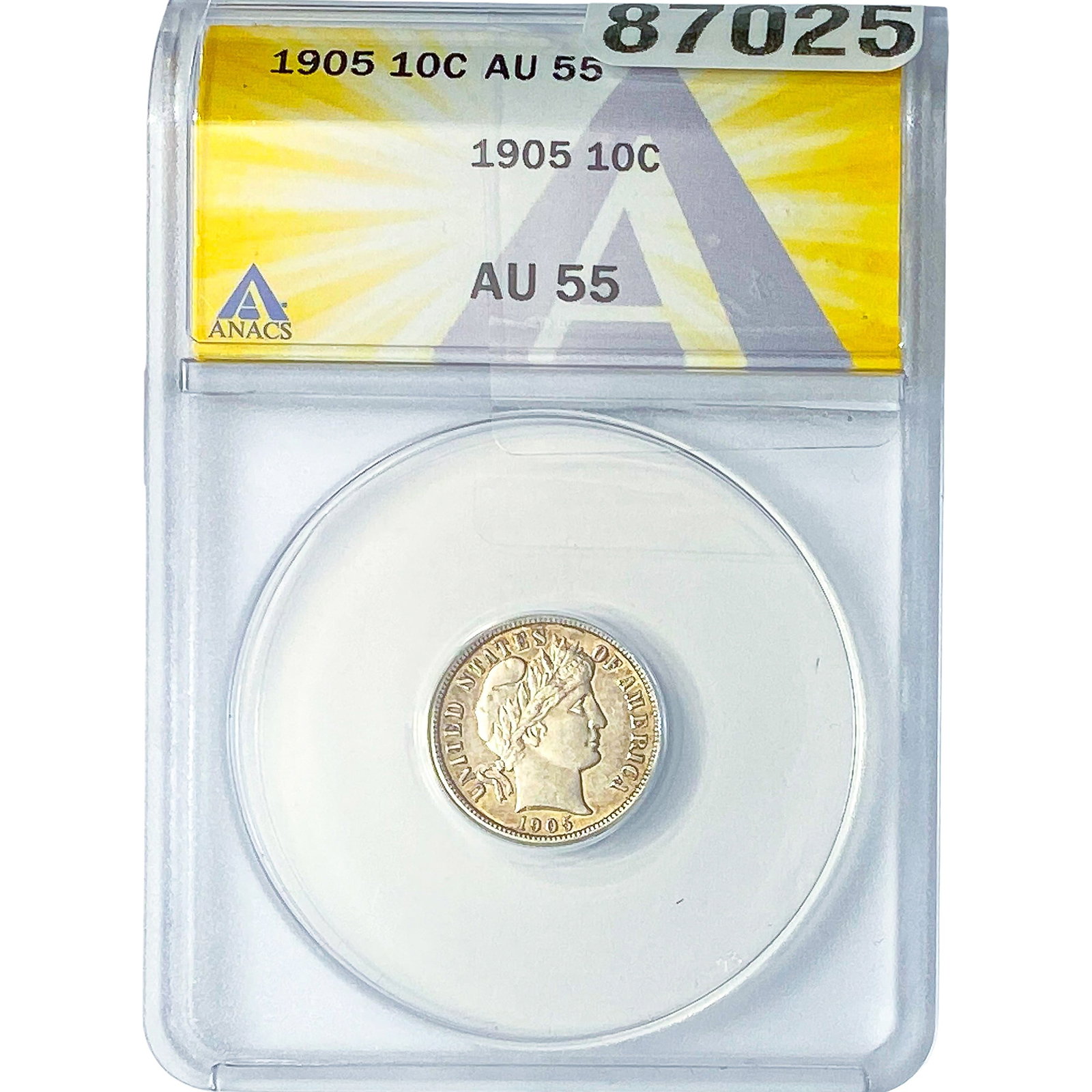 1905 Barber Dime ANACS AU55 (1 of 2)