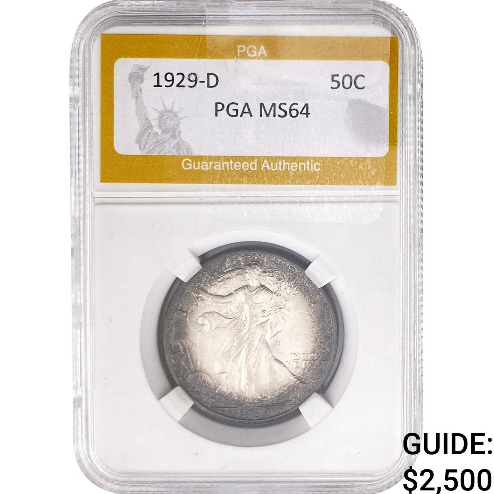 1929-D Walking Liberty Half Dollar PGA MS64: 1929-D Walking Liberty Half Dollar PGA MS64