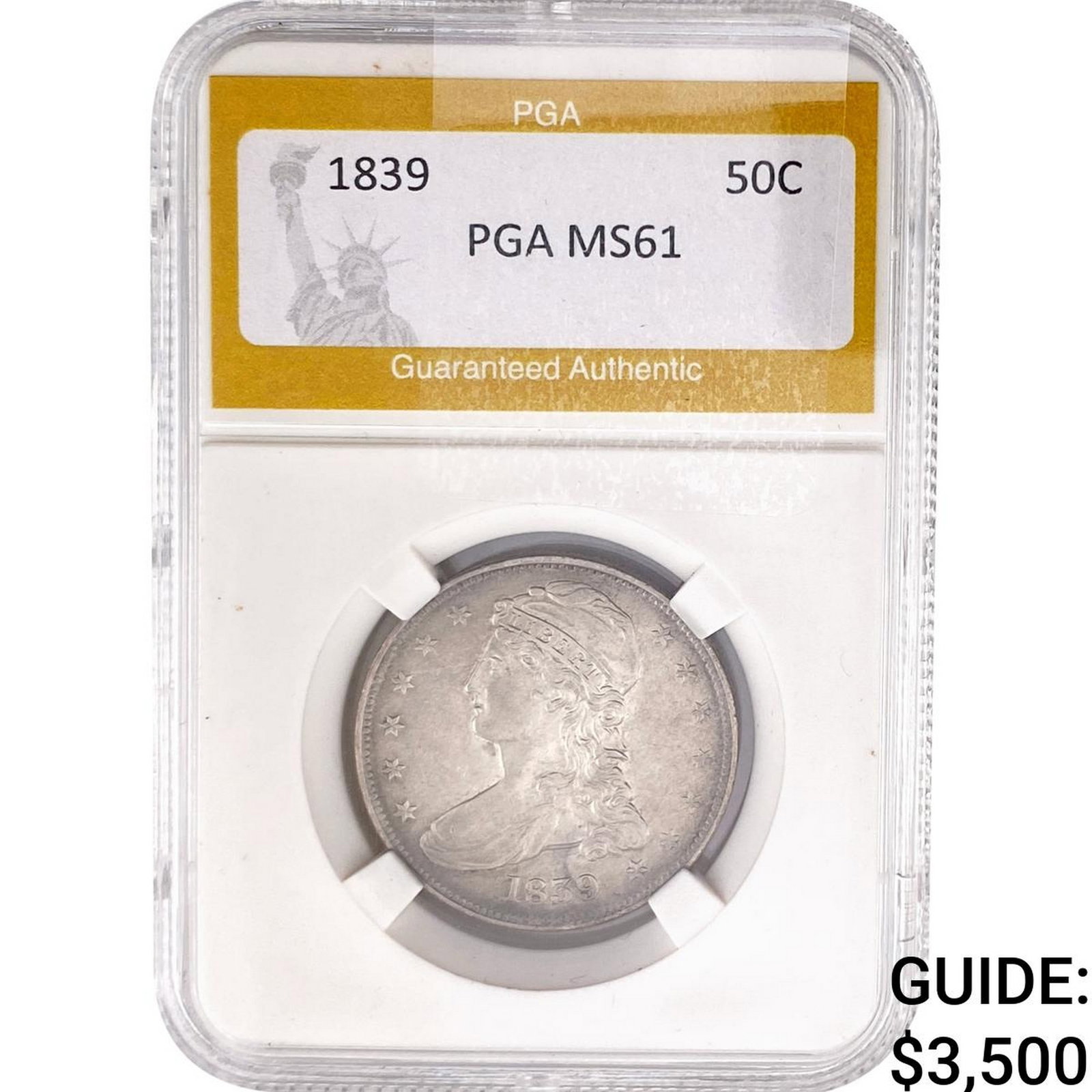 1839 Capped Bust Half Dollar PGA MS61 (1 of 2)