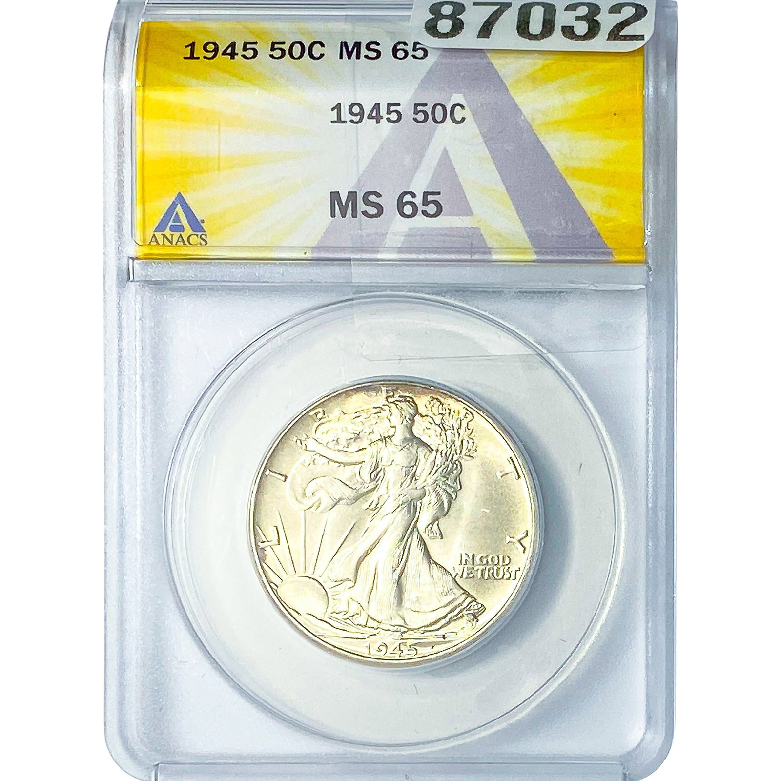 1945 Walking Liberty Half Dollar ANACS MS65: 1945 Walking Liberty Half Dollar ANACS MS65