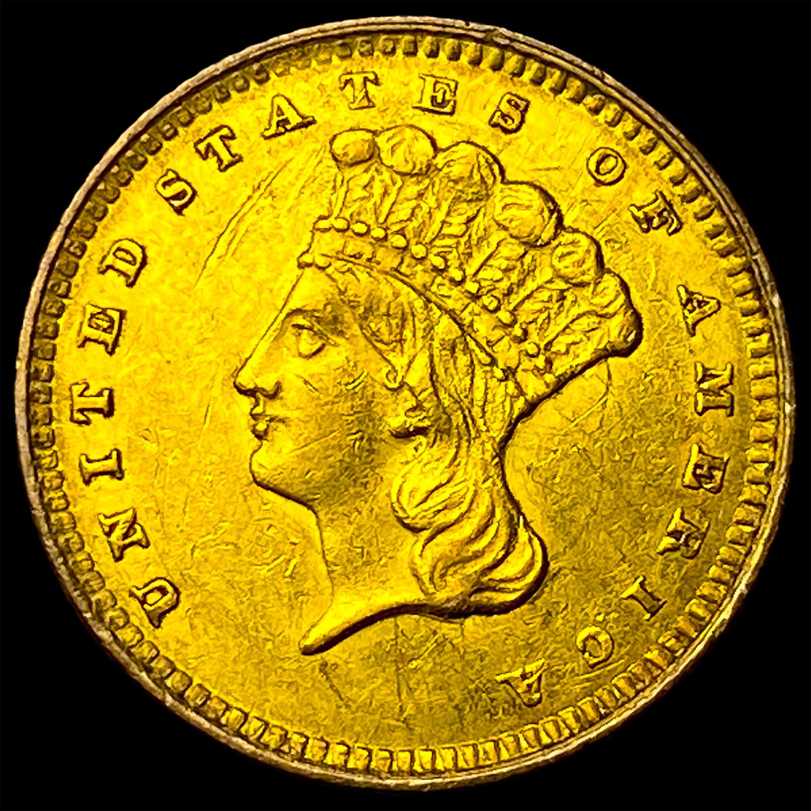 1861 Gold $1 Indian Princess Head CLOSELY UNCIRCULATED (1 of 2)