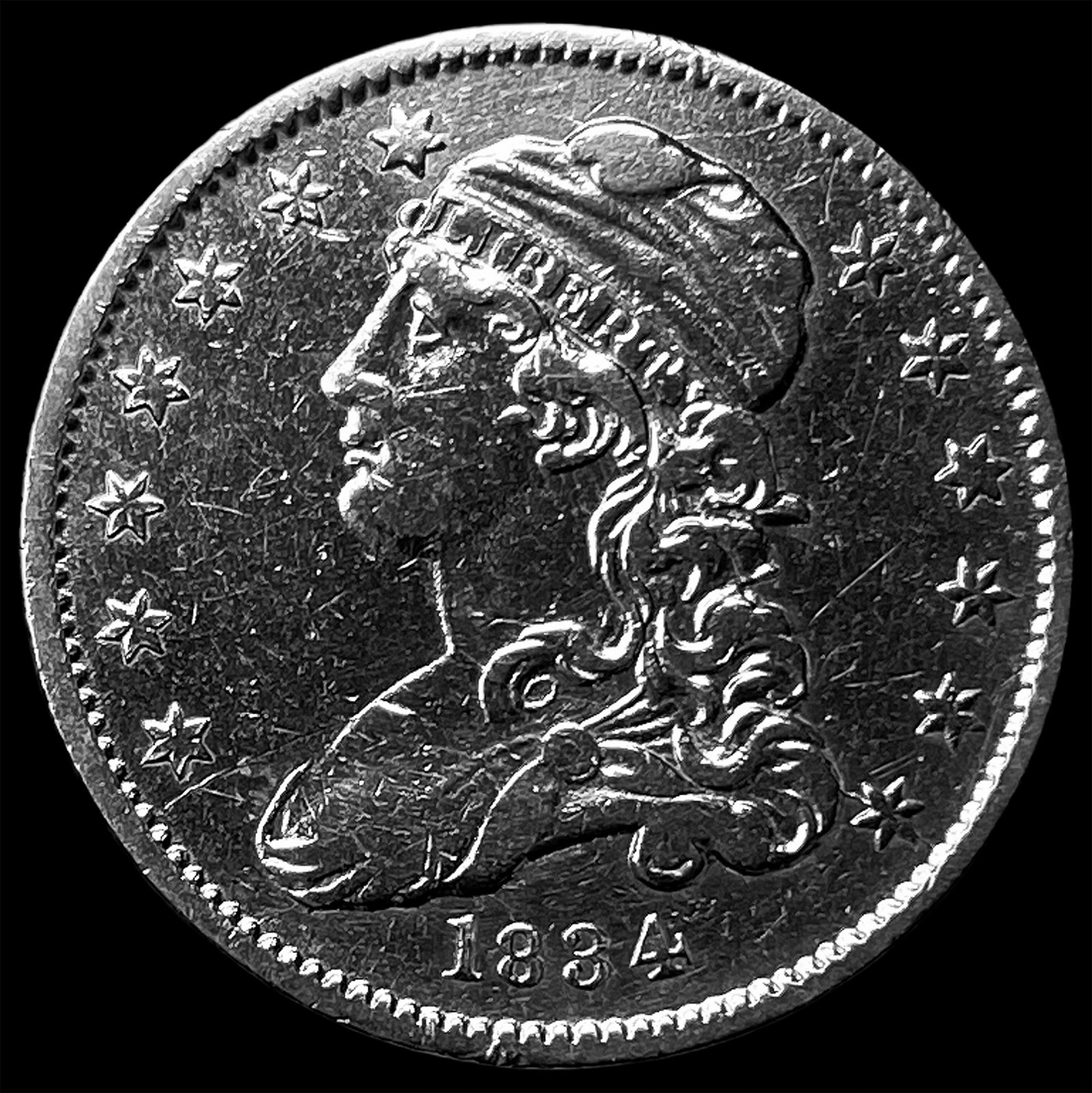 1834 Capped Bust Silver Quarter CLOSELY UNCIRCULATED (1 of 2)