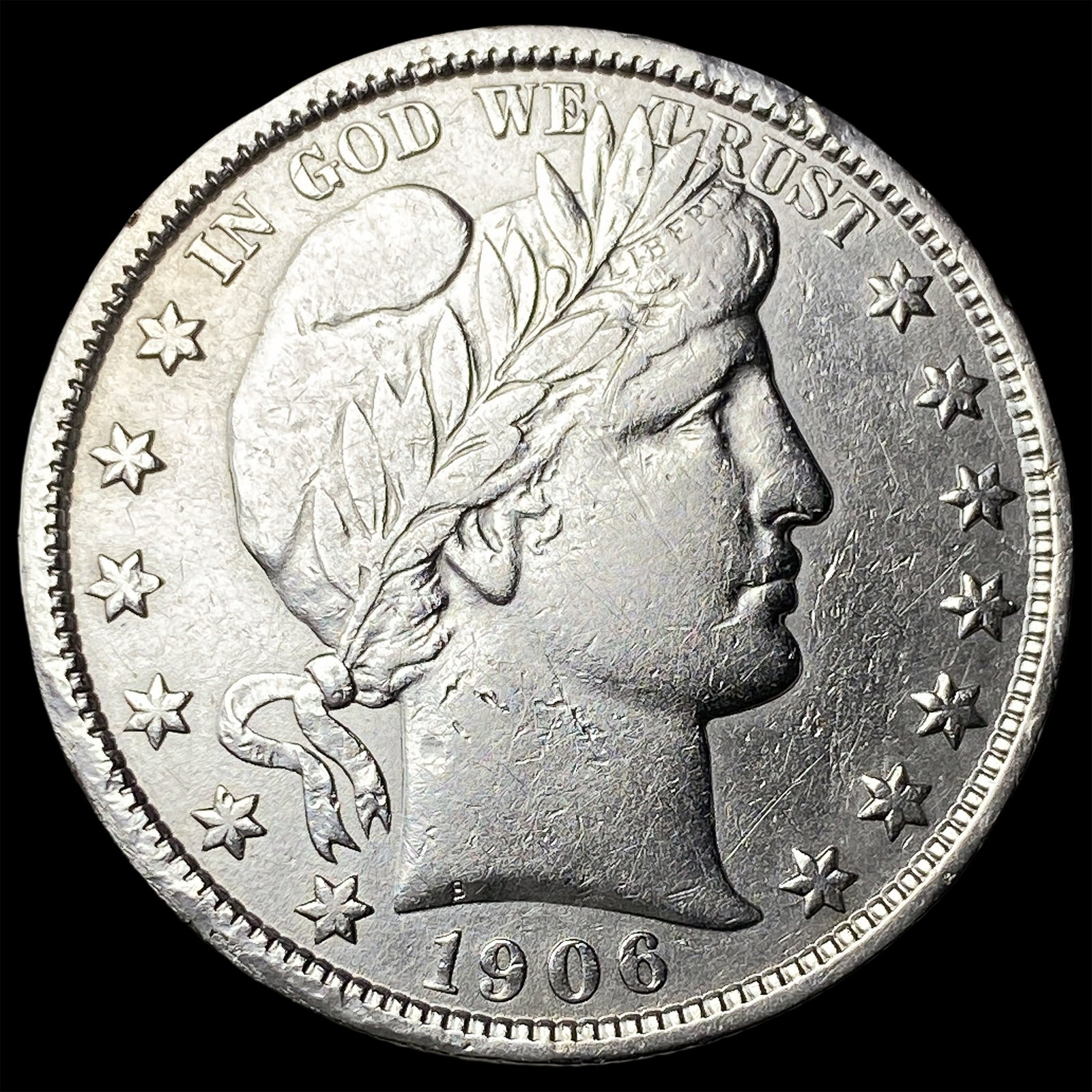 1906 Silver Half Dollar (Barber) CLOSELY UNCIRCULATED (1 of 2)