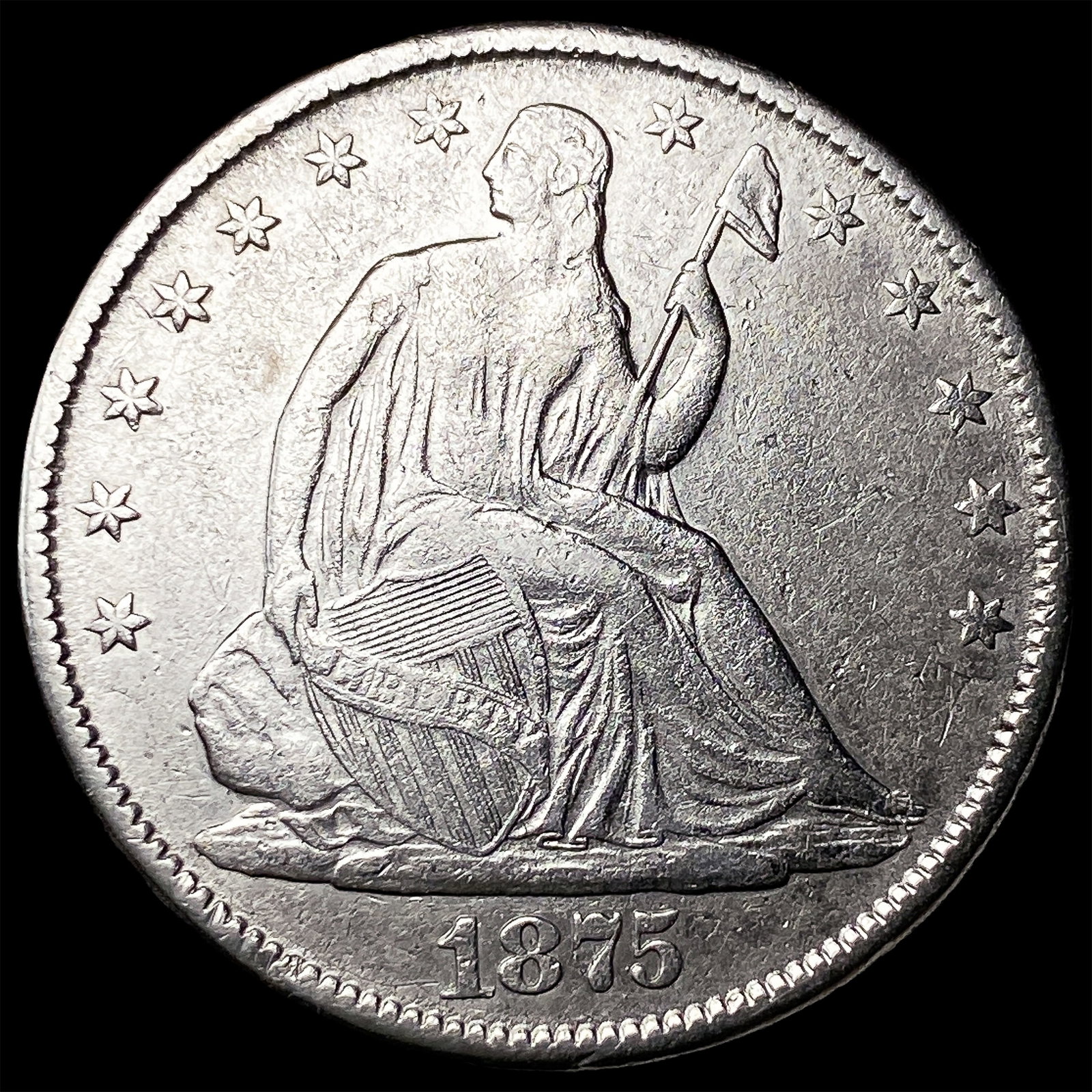 1875-CC Silver Half Dollar NEARLY UNCIRCULATED (1 of 2)