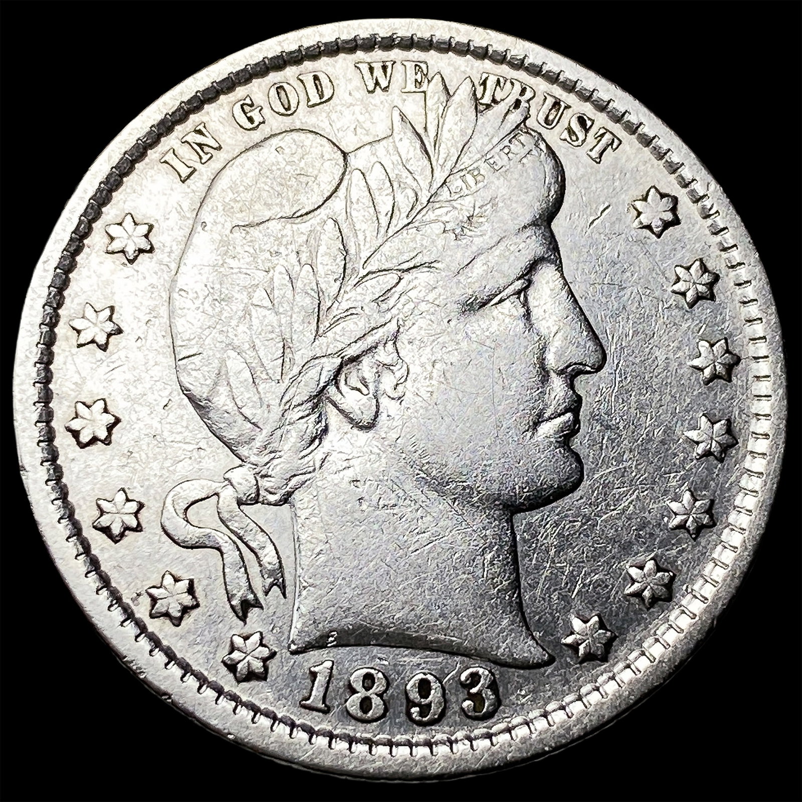 1893-S Silver Barber Quarter NEARLY UNCIRCULATED (1 of 2)