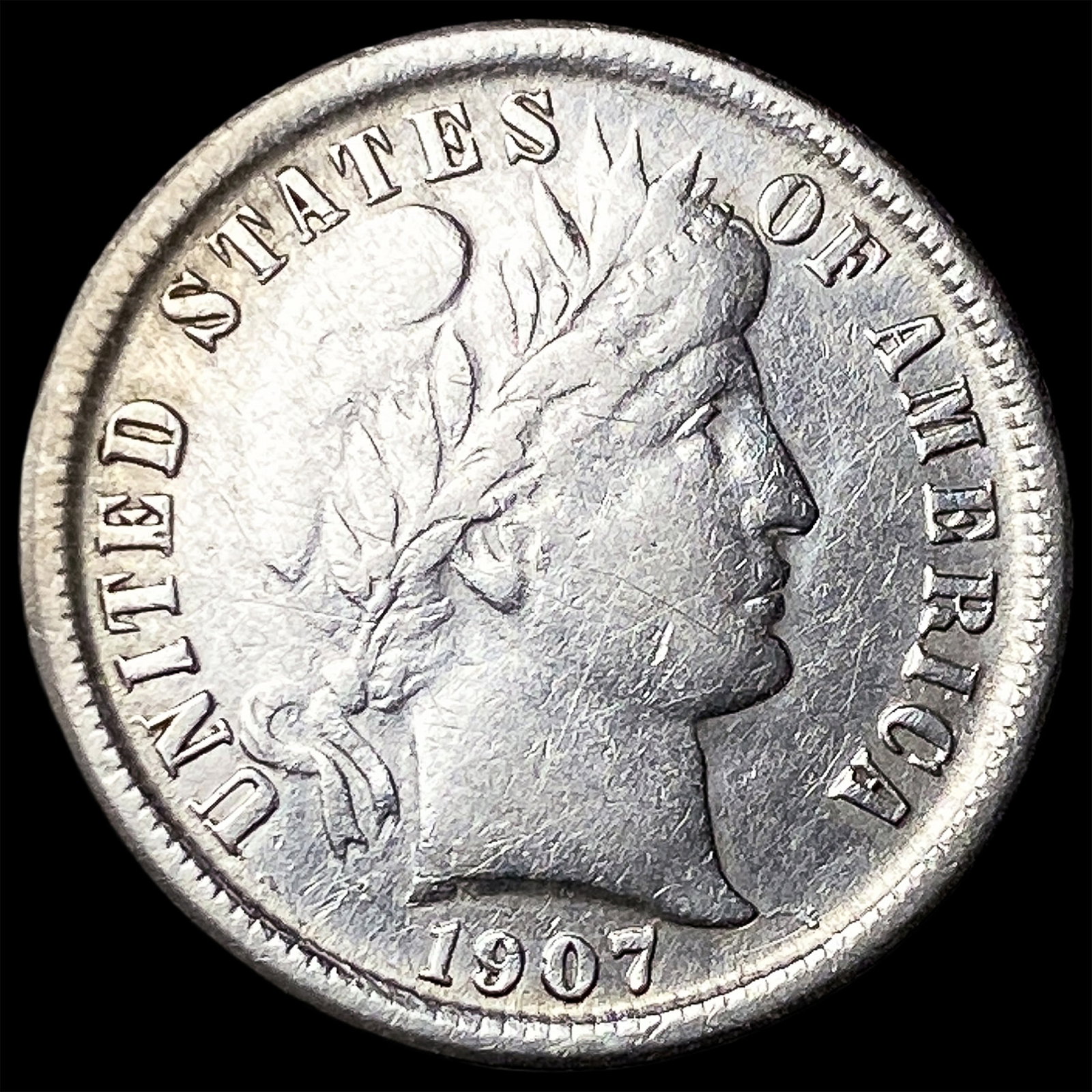 1907-O Silver Barber Dime NEARLY UNCIRCULATED (1 of 2)