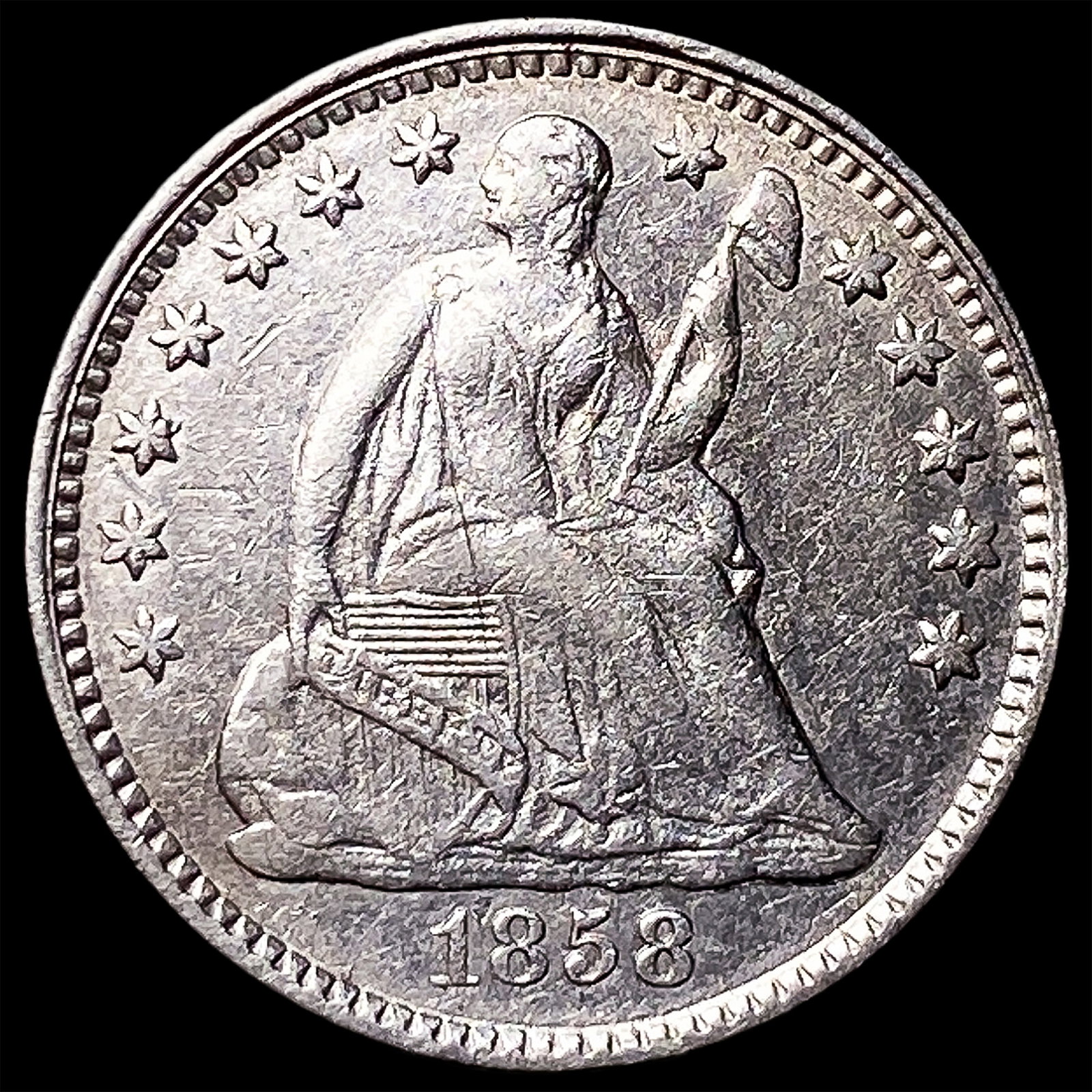 1858 Seated Liberty Half Dime CLOSELY UNCIRCULATED (1 of 2)