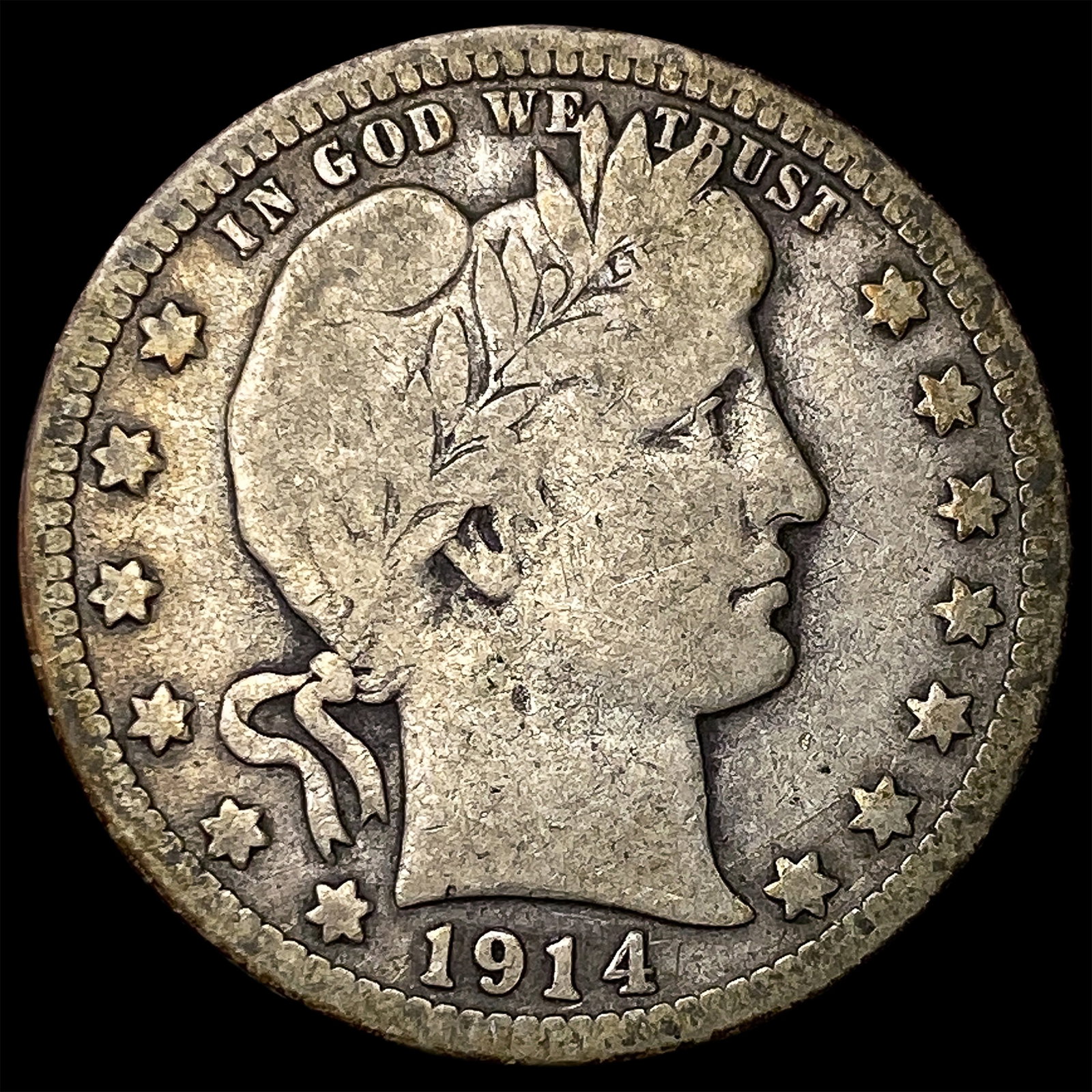 1914-D Silver Barber Quarter NICELY CIRCULATED (1 of 2)