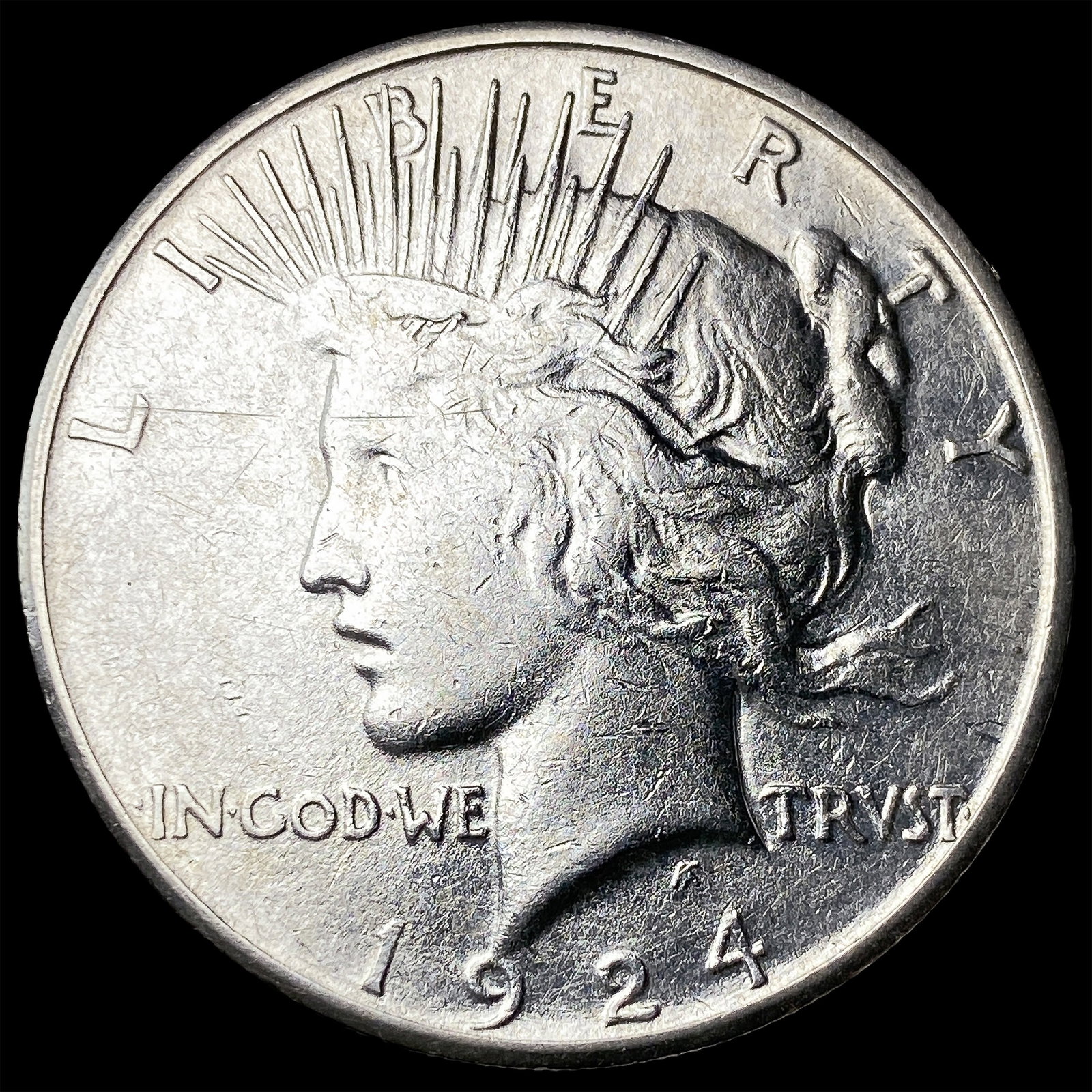 1924-S Silver Peace Dollar NEARLY UNCIRCULATED: 1924-S Silver Peace Dollar NEARLY UNCIRCULATED