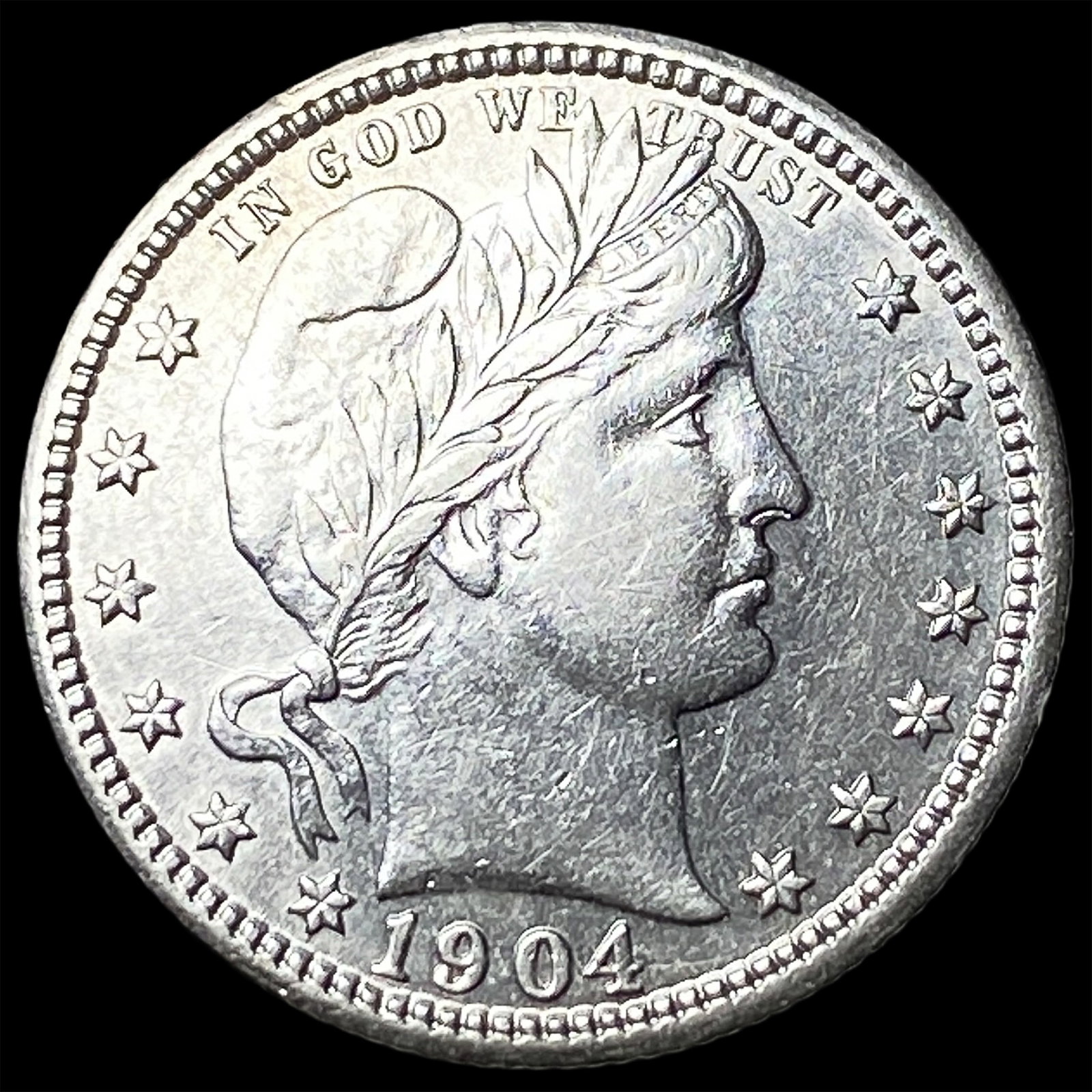 1904 Barber Silver Quarter CLOSELY UNCIRCULATED (1 of 2)