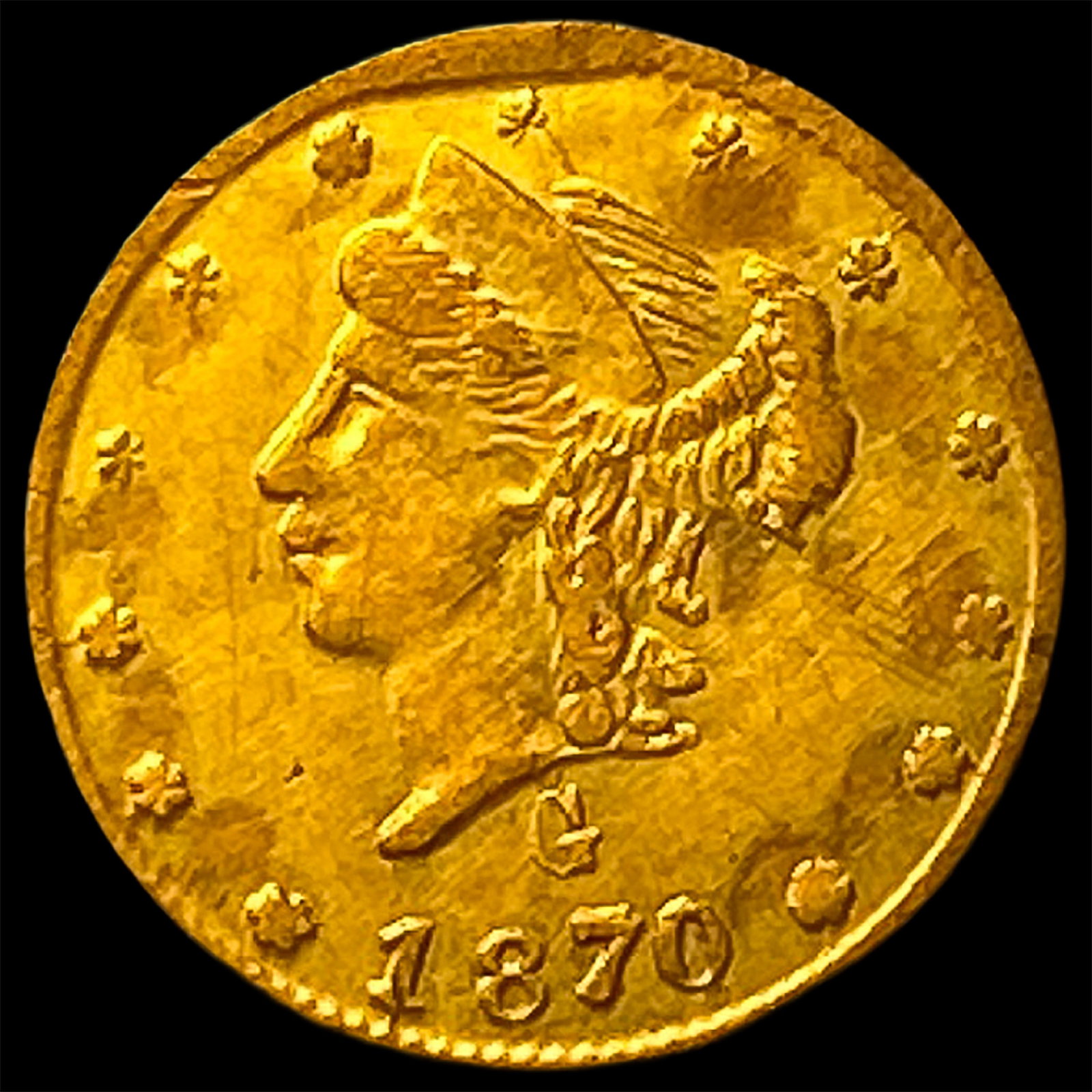 1870 California Gold 1/4 Dollar Token HIGH GRADE: 1870 California Gold 1/4 Dollar Token HIGH GRADE