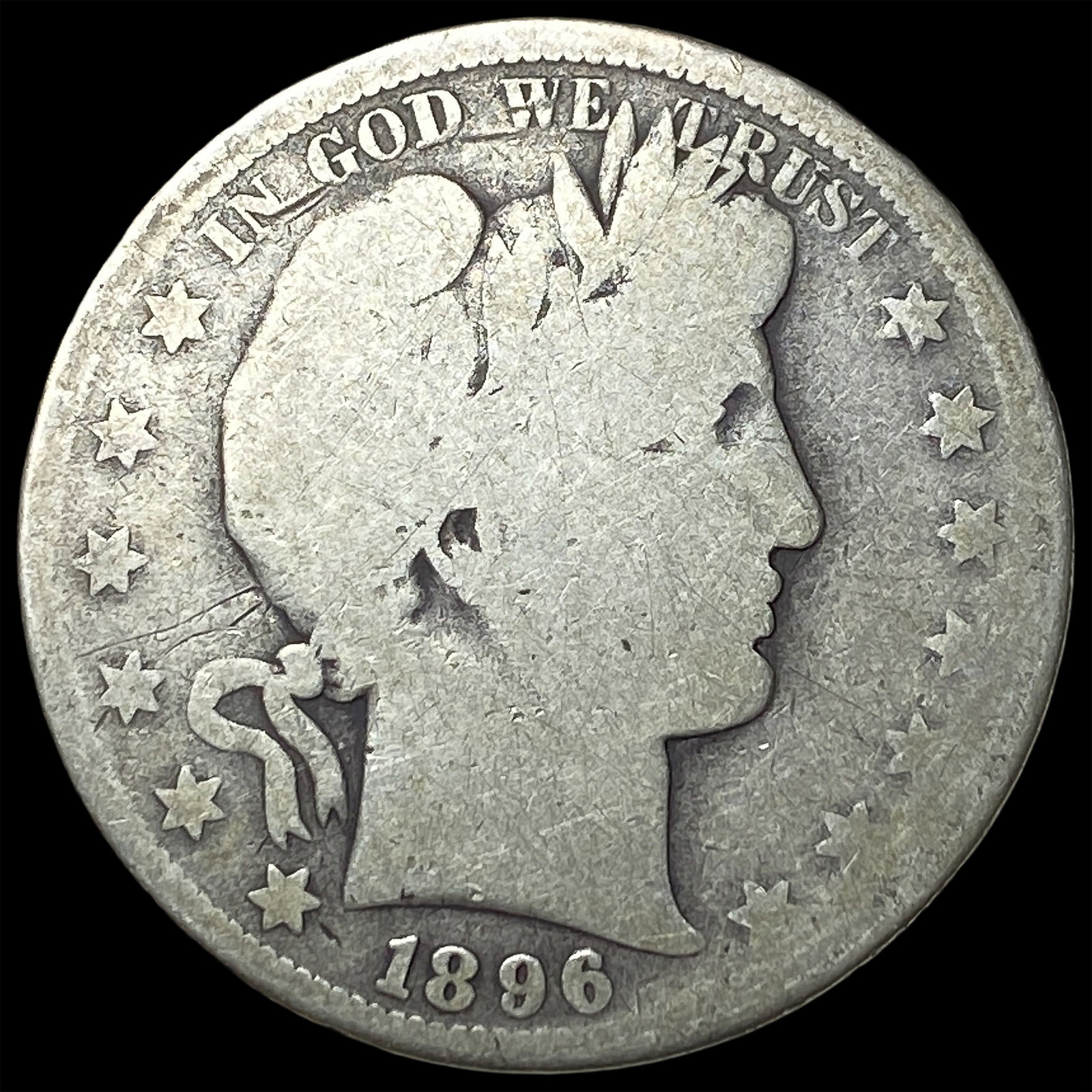 1896 Barber Half Dollar NICELY CIRCULATED: 1896 Barber Half Dollar NICELY CIRCULATED