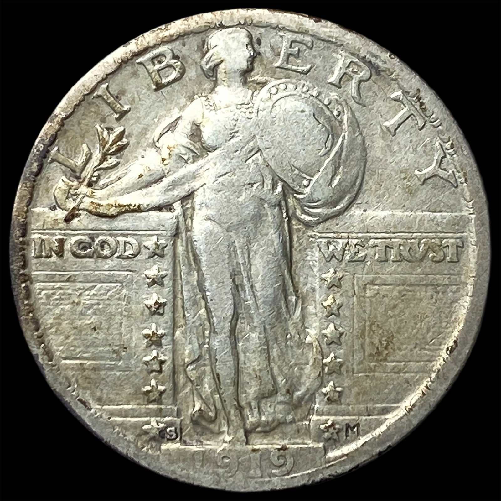 1919-S Silver Standing Liberty Quarter ABOUT UNCIRCULATED (1 of 2)