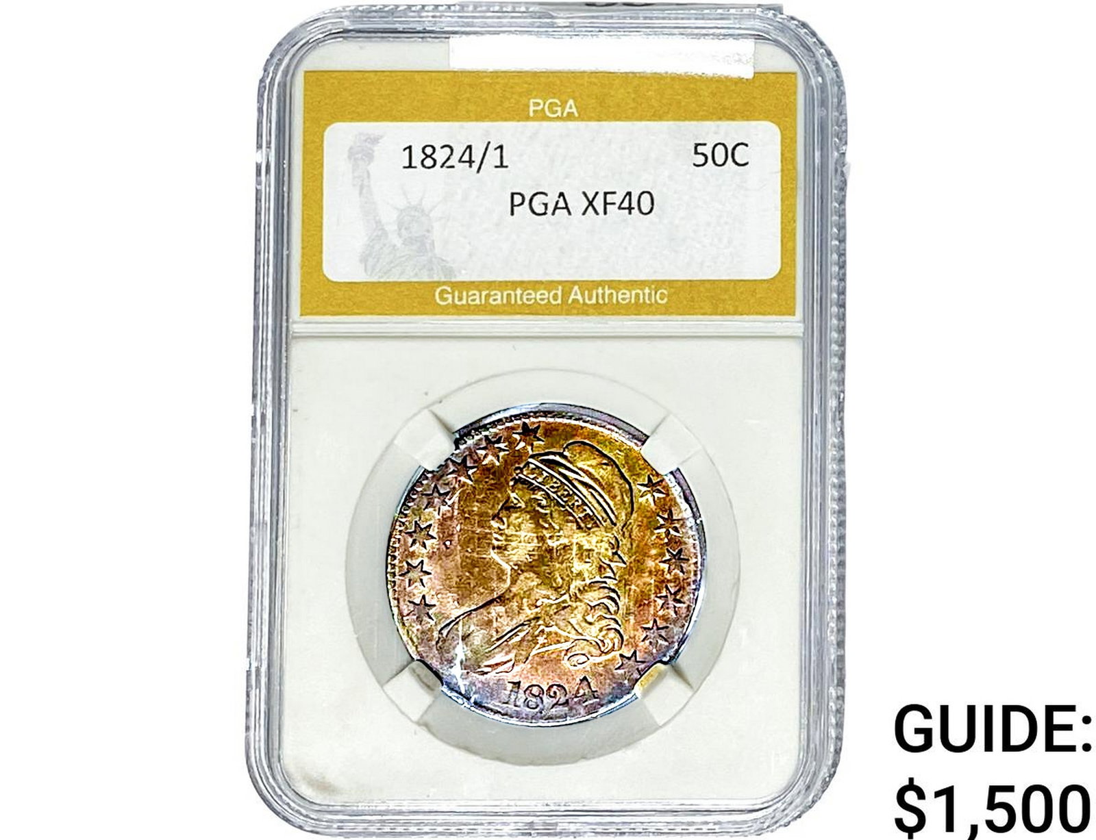 1824/1 Capped Bust Half Dollar PGA XF40 (1 of 2)