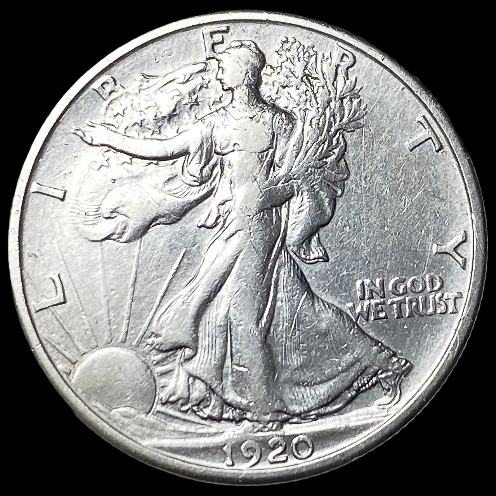 1920-S Silver Walking Liberty Half Dollar NEARLY UNCIRCULATED (1 of 2)