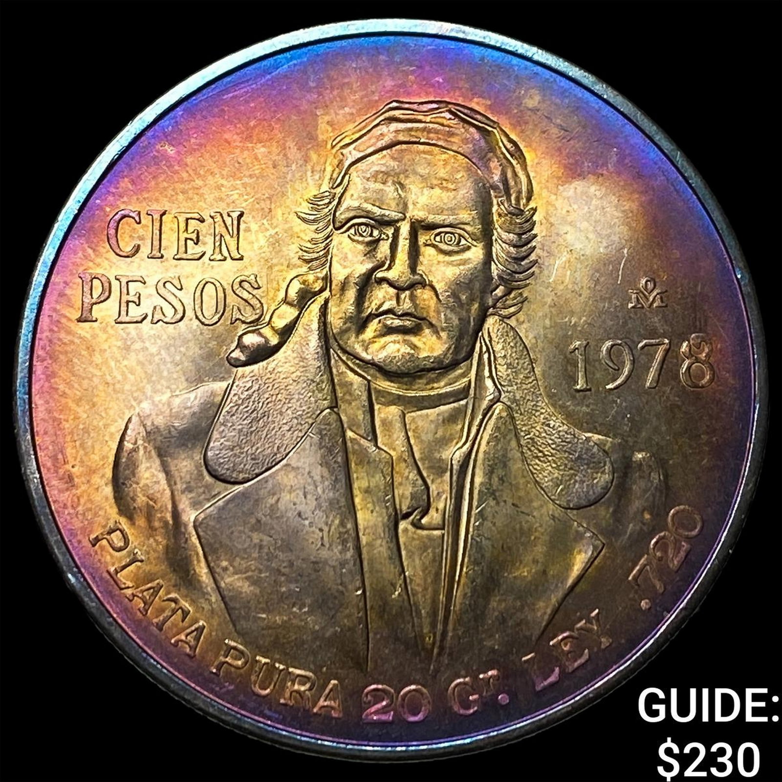 1978 Mexico SIlver 100 Pesos Toned (1 of 2)