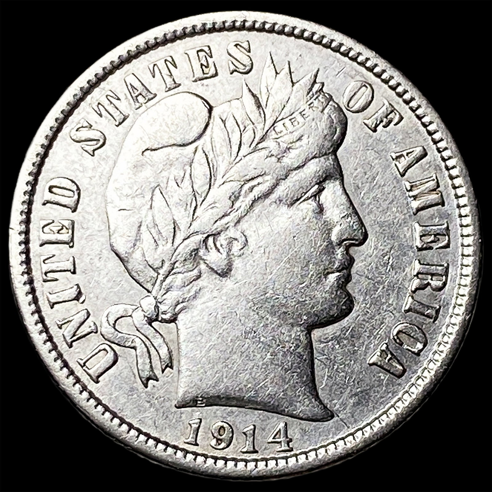 1914-D Silver Barber Dime NEARLY UNCIRCULATED (1 of 2)