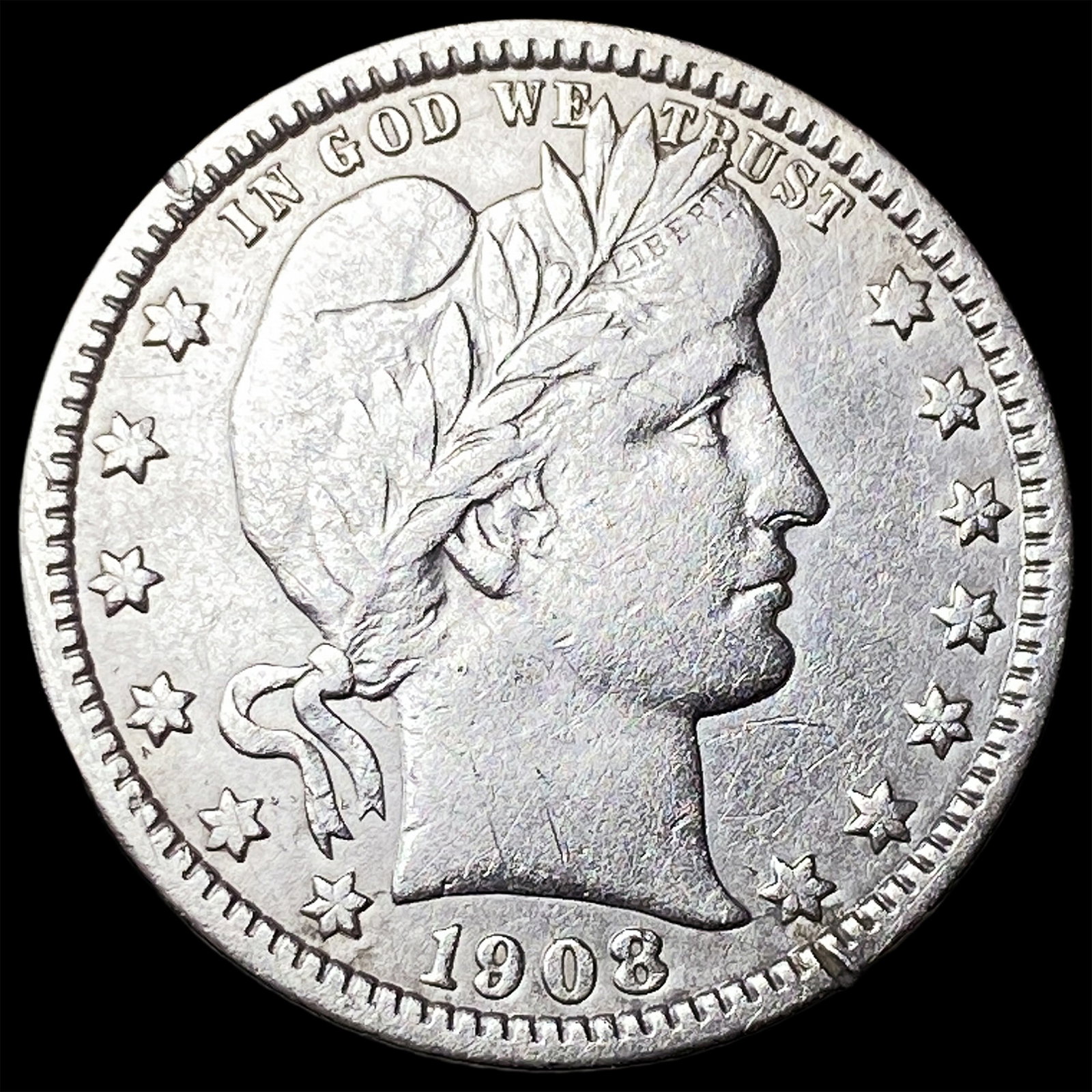 1908 Barber Silver Quarter NEARLY UNCIRCULATED (1 of 2)