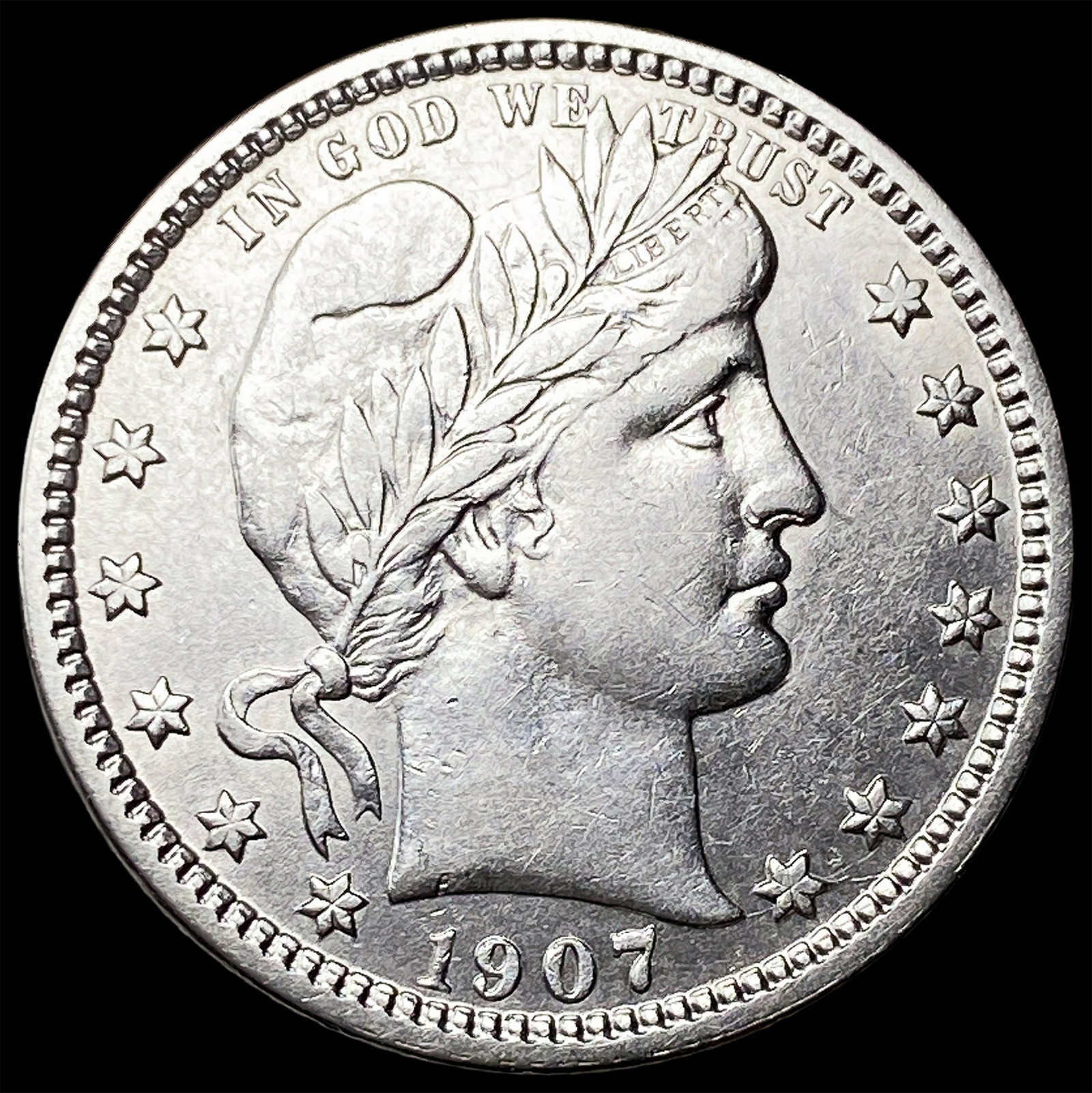 1907-O Silver Barber Quarter CLOSELY UNCIRCULATED (1 of 2)