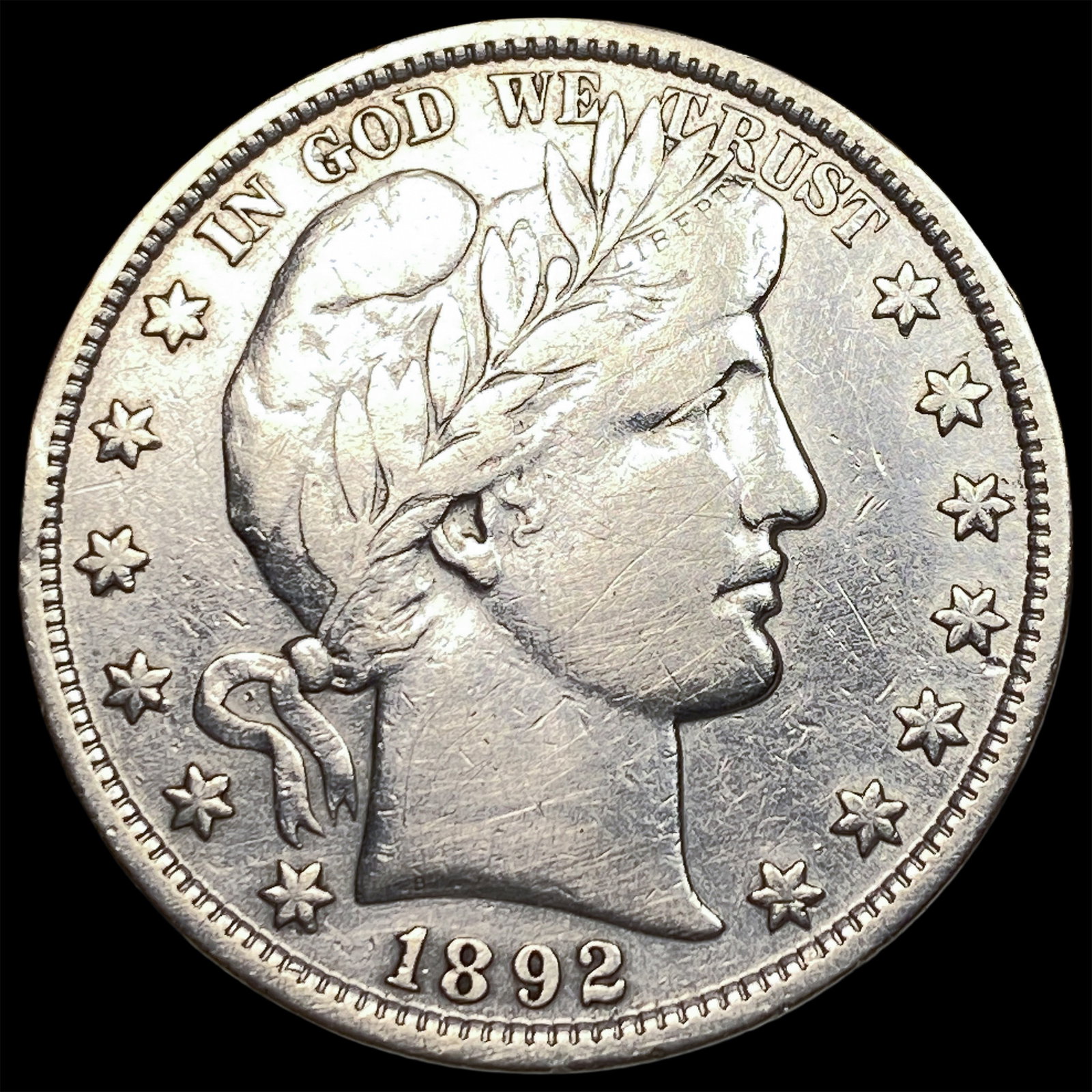 1892 Silver Half Dollar (Barber) CLOSELY UNCIRCULATED (1 of 2)