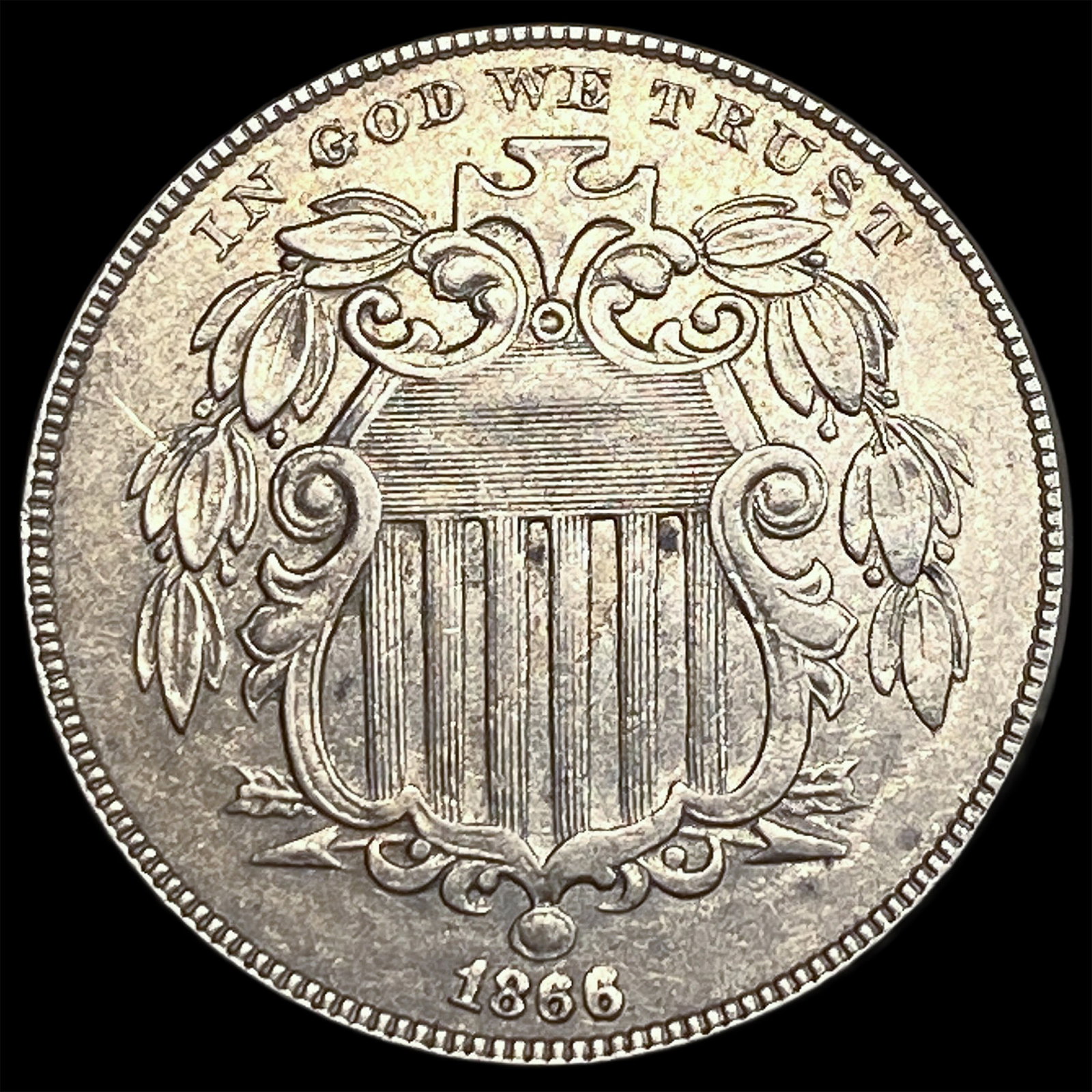 1866 Shield Nickel CLOSELY UNCIRCULATED (1 of 2)