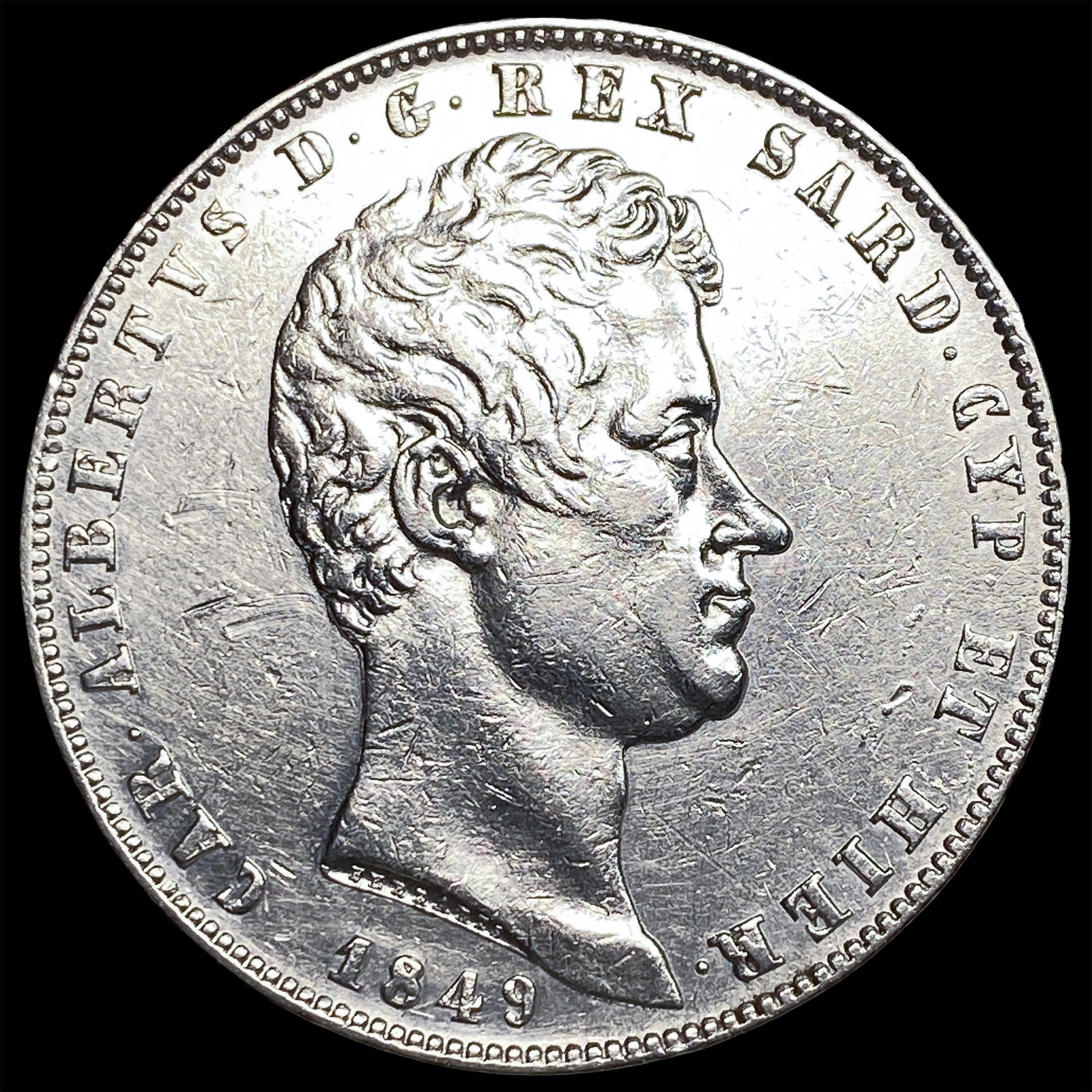 1849 Sardinia Silver 5 Lire CLOSELY UNCIRCULATED (1 of 2)