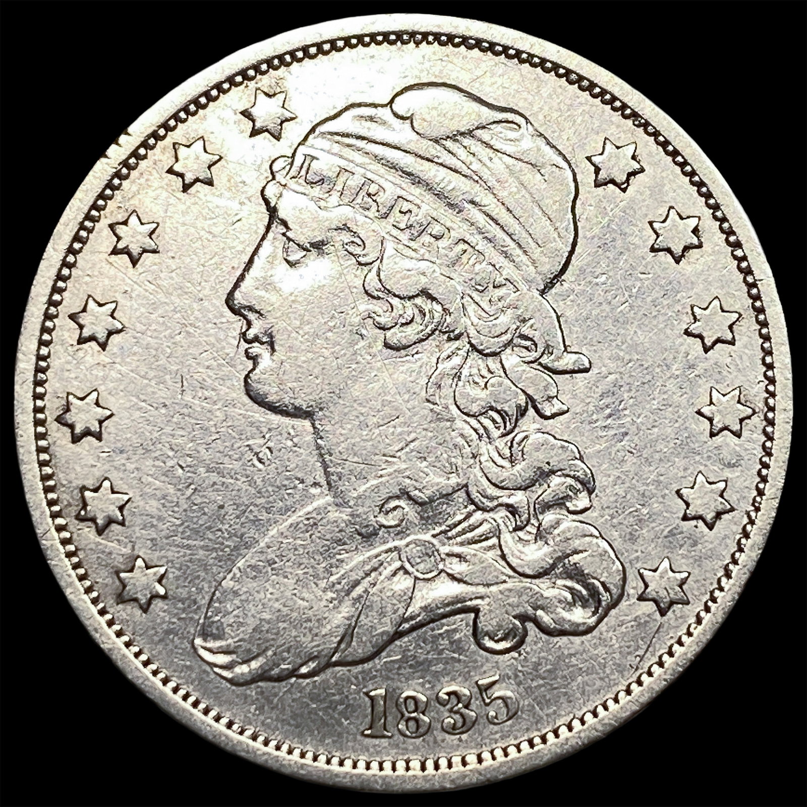 1835 Capped Bust Silver Quarter NEARLY UNCIRCULATED (1 of 2)