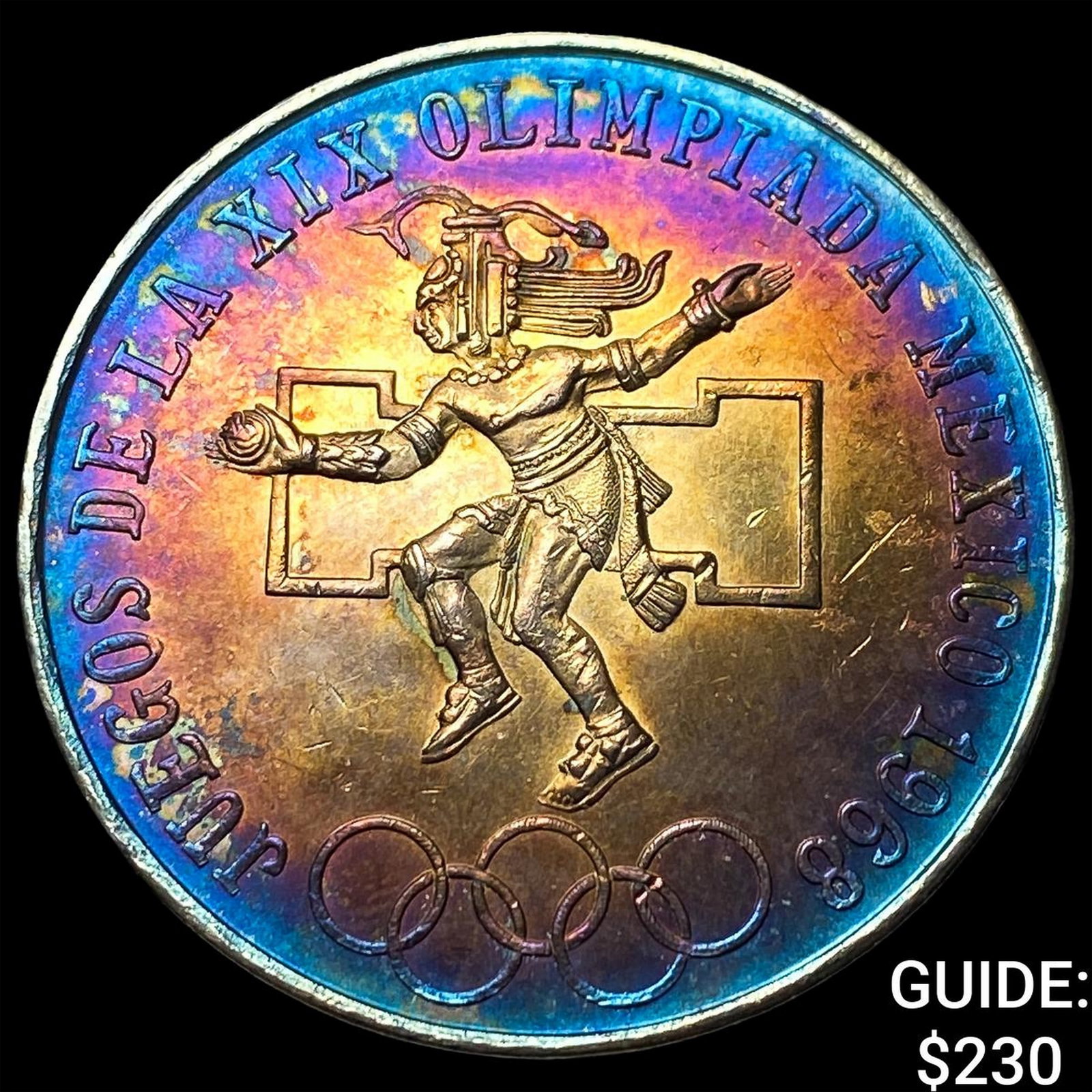 1968 Mexico Silver 25 Pesos Olymics Toned (1 of 2)