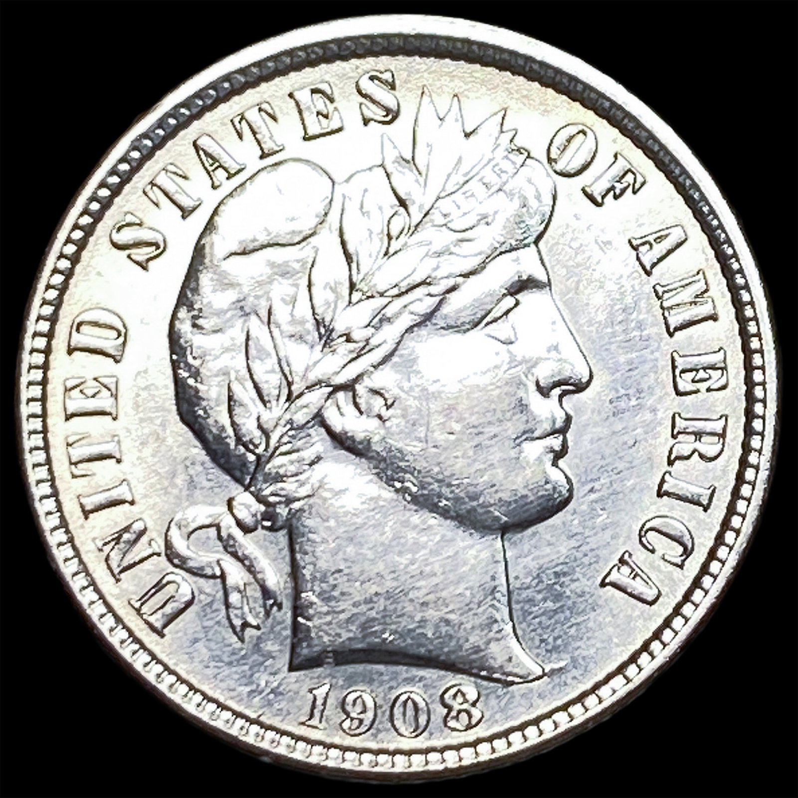 1908-S Silver Barber Dime CLOSELY UNCIRCULATED (1 of 2)