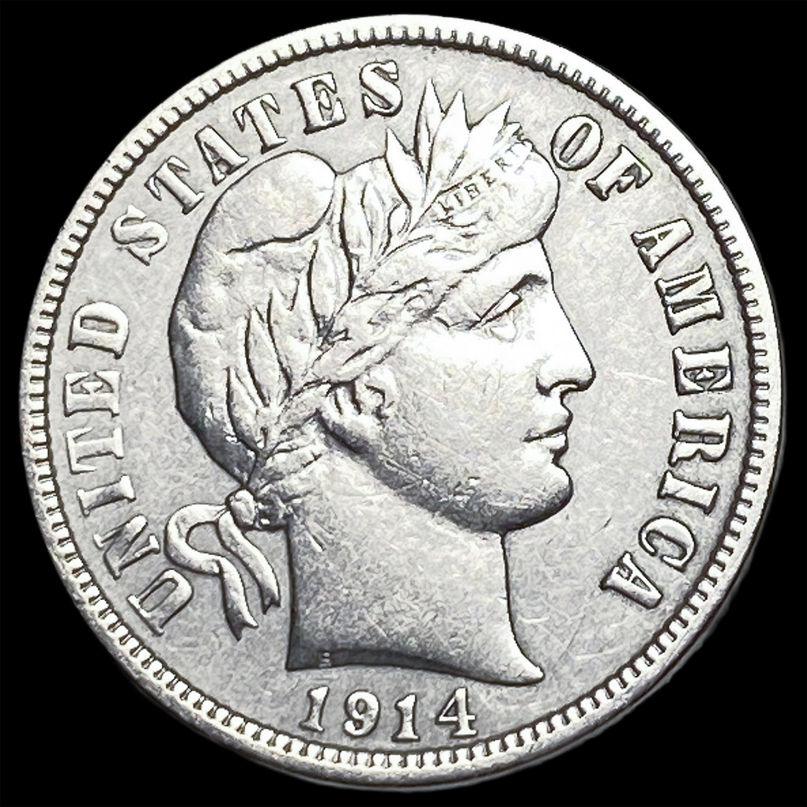 1914-D Silver Barber Dime NEARLY UNCIRCULATED (1 of 2)