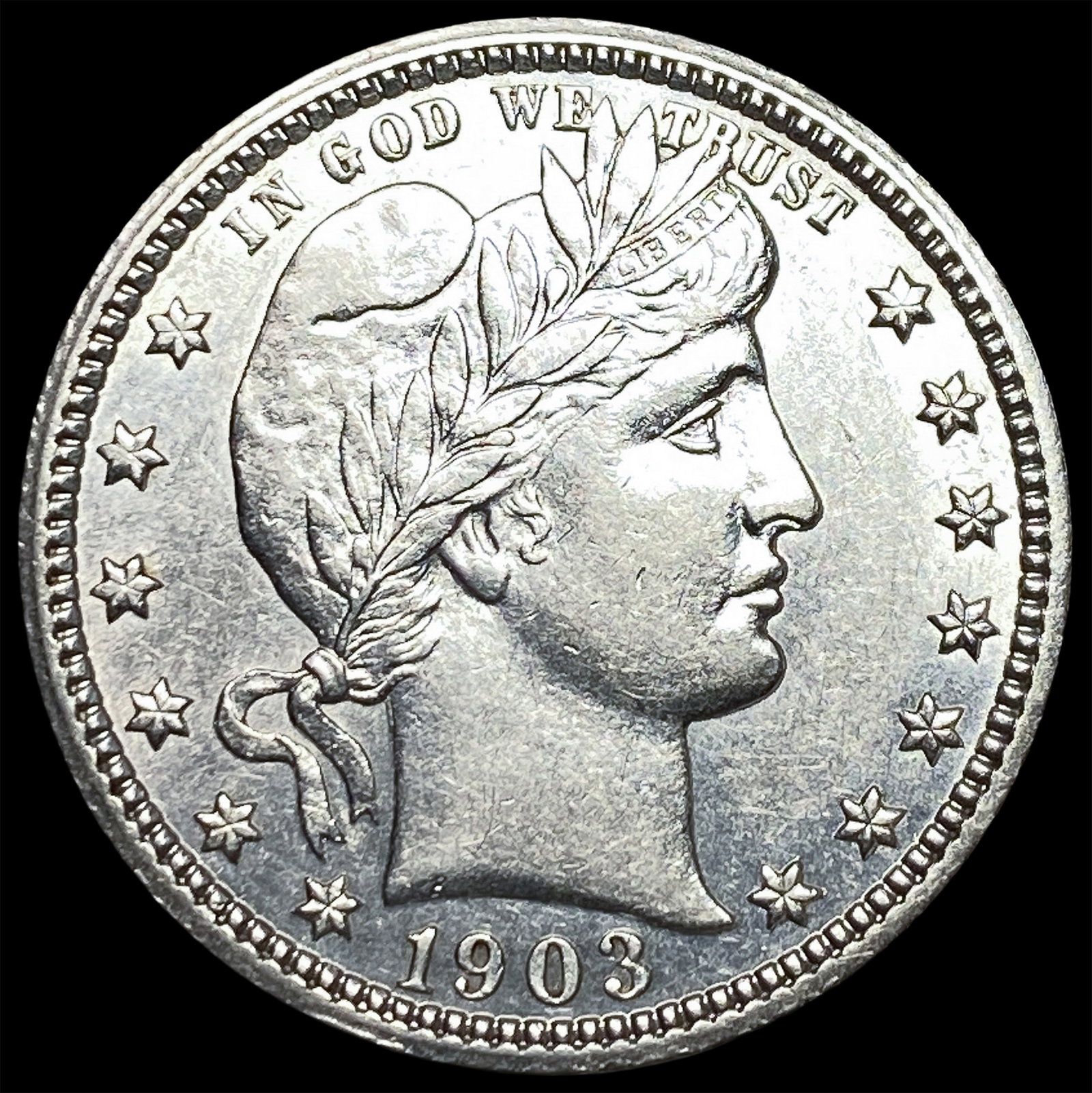1903 Barber Silver Quarter CLOSELY UNCIRCULATED: 1903 Barber Silver Quarter CLOSELY UNCIRCULATED