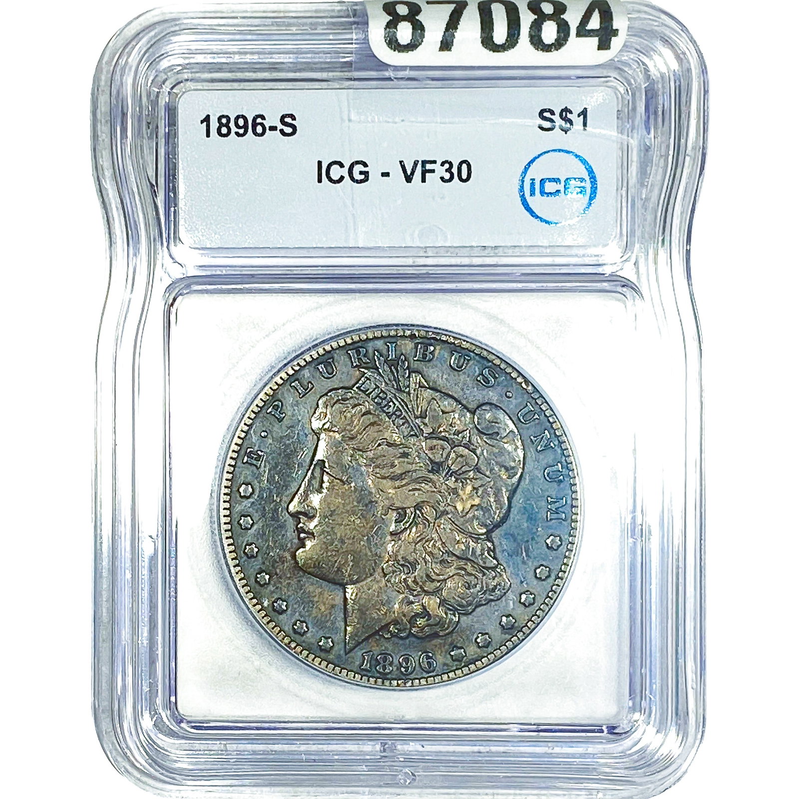 1896-S Morgan Silver Dollar ICG VF30: 1896-S Morgan Silver Dollar ICG VF30
