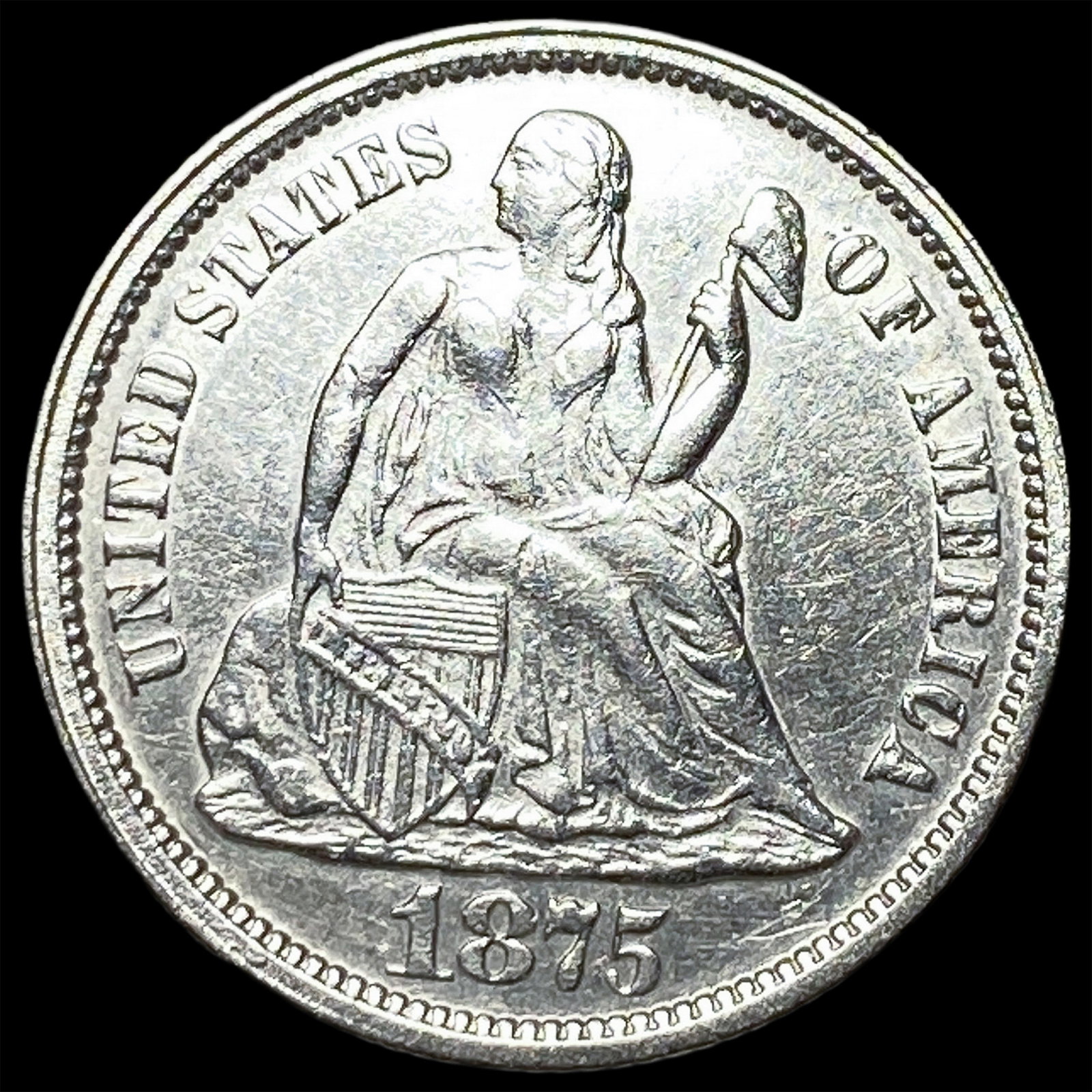 1875 Seated Liberty Dime CLOSELY UNCIRCULATED (1 of 2)