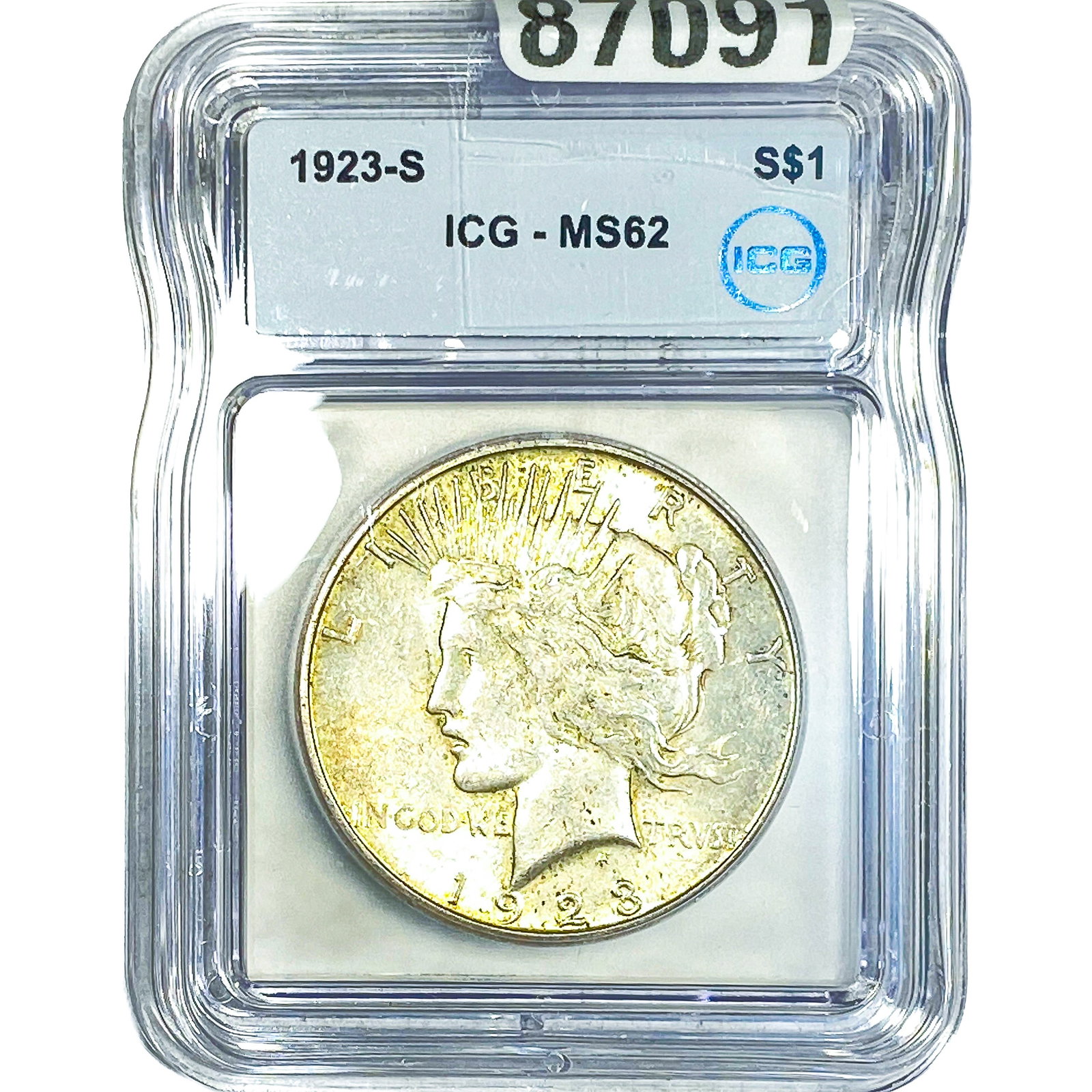1923-S Silver Peace Dollar ICG MS62: 1923-S Silver Peace Dollar ICG MS62
