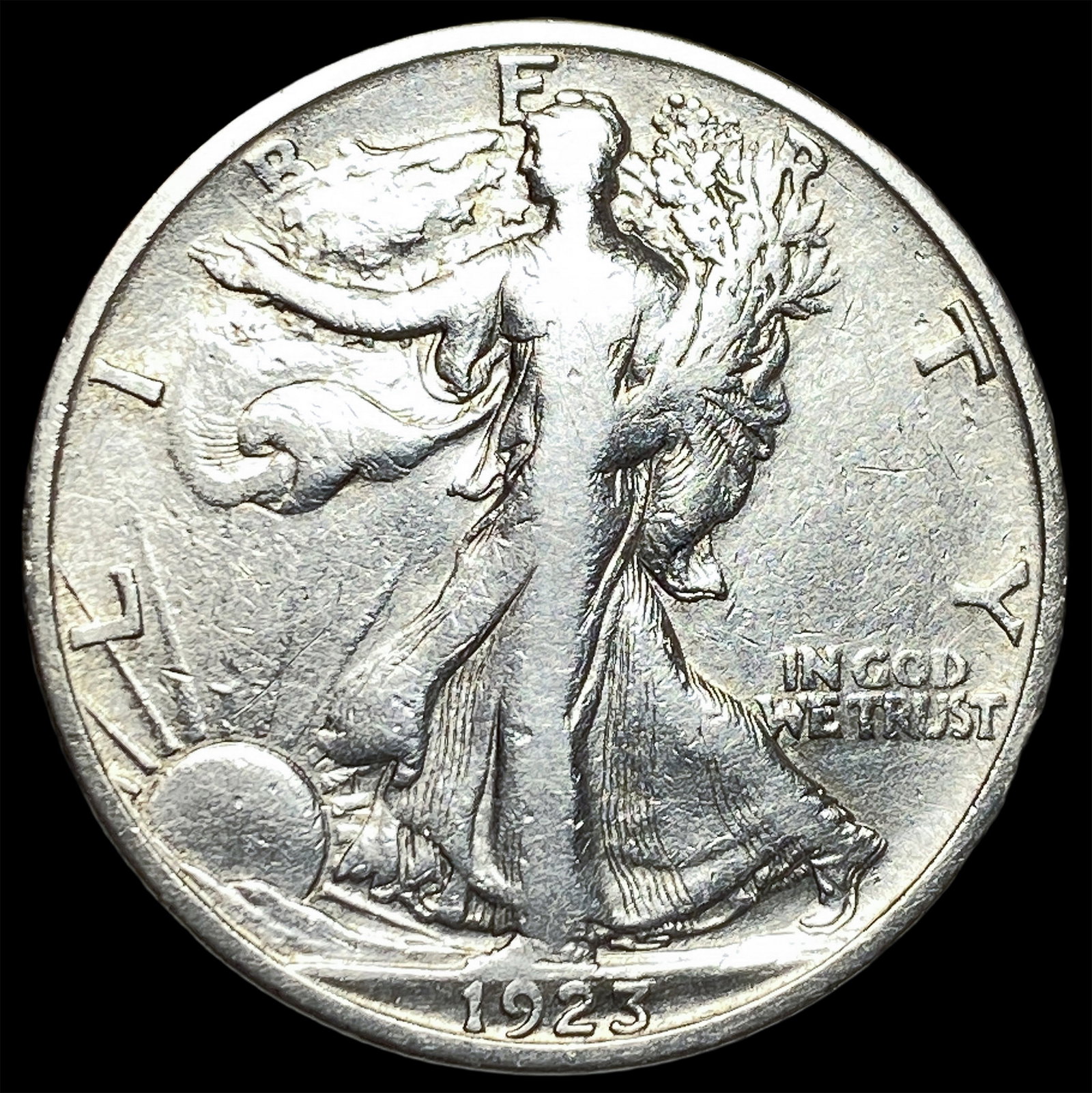1923-S Silver Walking Liberty Half Dollar NEARLY UNCIRCULATED: 1923-S Silver Walking Liberty Half Dollar NEARLY UNCIRCULATED