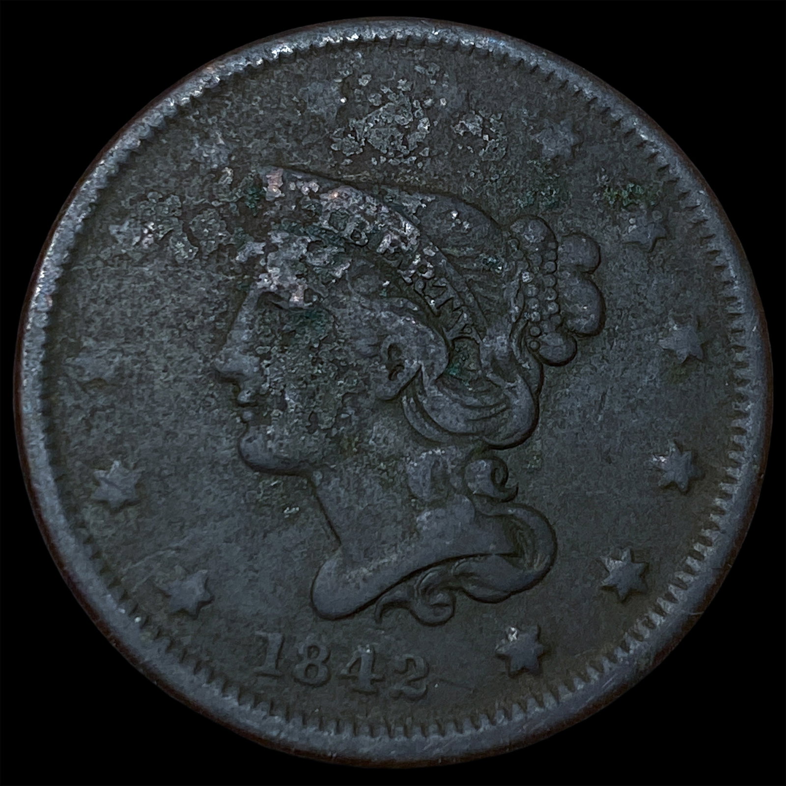 1842 Braided Hair Large Cent NEARLY UNCIRCULATED: 1842 Braided Hair Large Cent NEARLY UNCIRCULATED